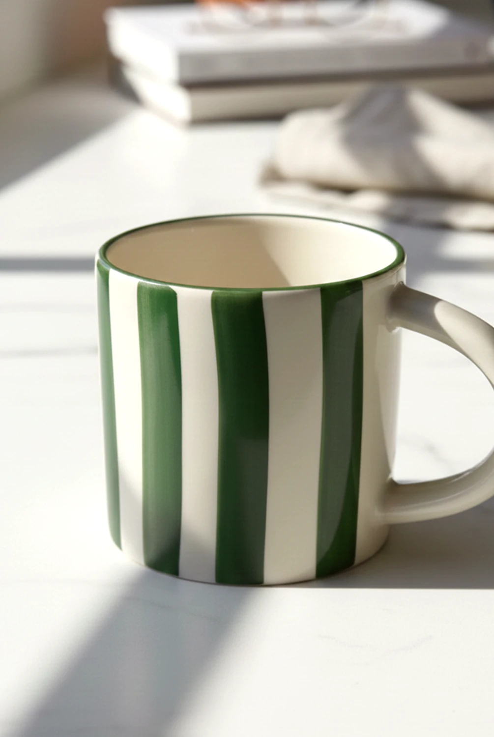 Elly Çizgili Kulplu Kupa Yeşil