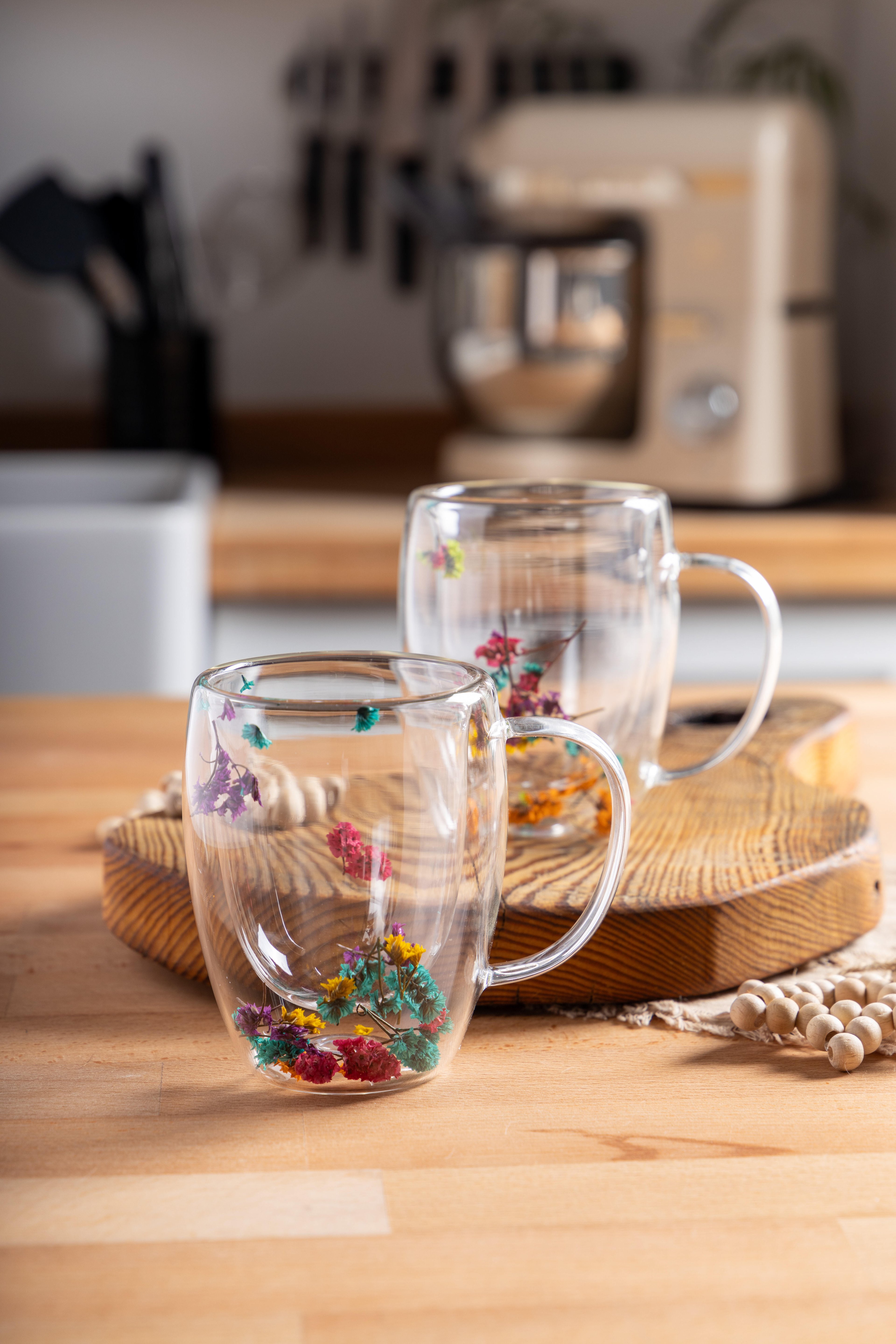 Flow 2 Li Çift Cidarlı Çiçekli Bardak 250Ml