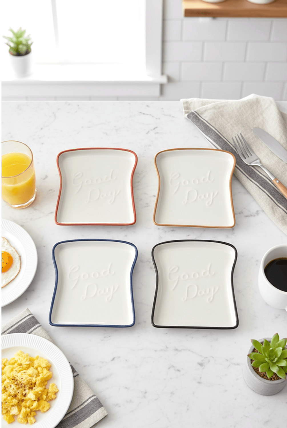 Elly 4'lü Tost Tabağı Renkli