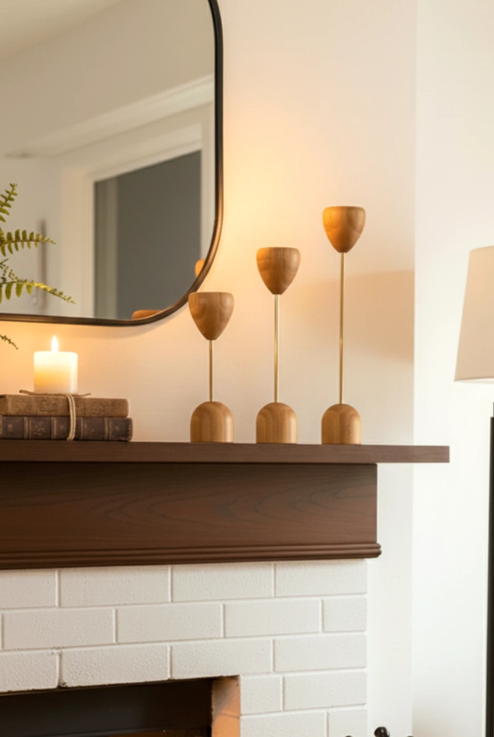 Truro 3'lü Metal Gold Şamdan Bambu