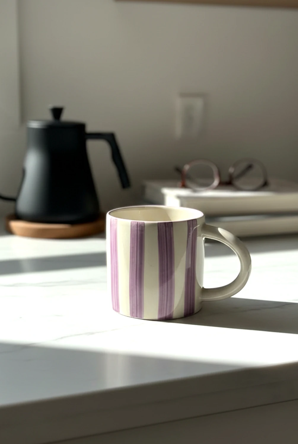 Elly Çizgili Kulplu Kupa Lila