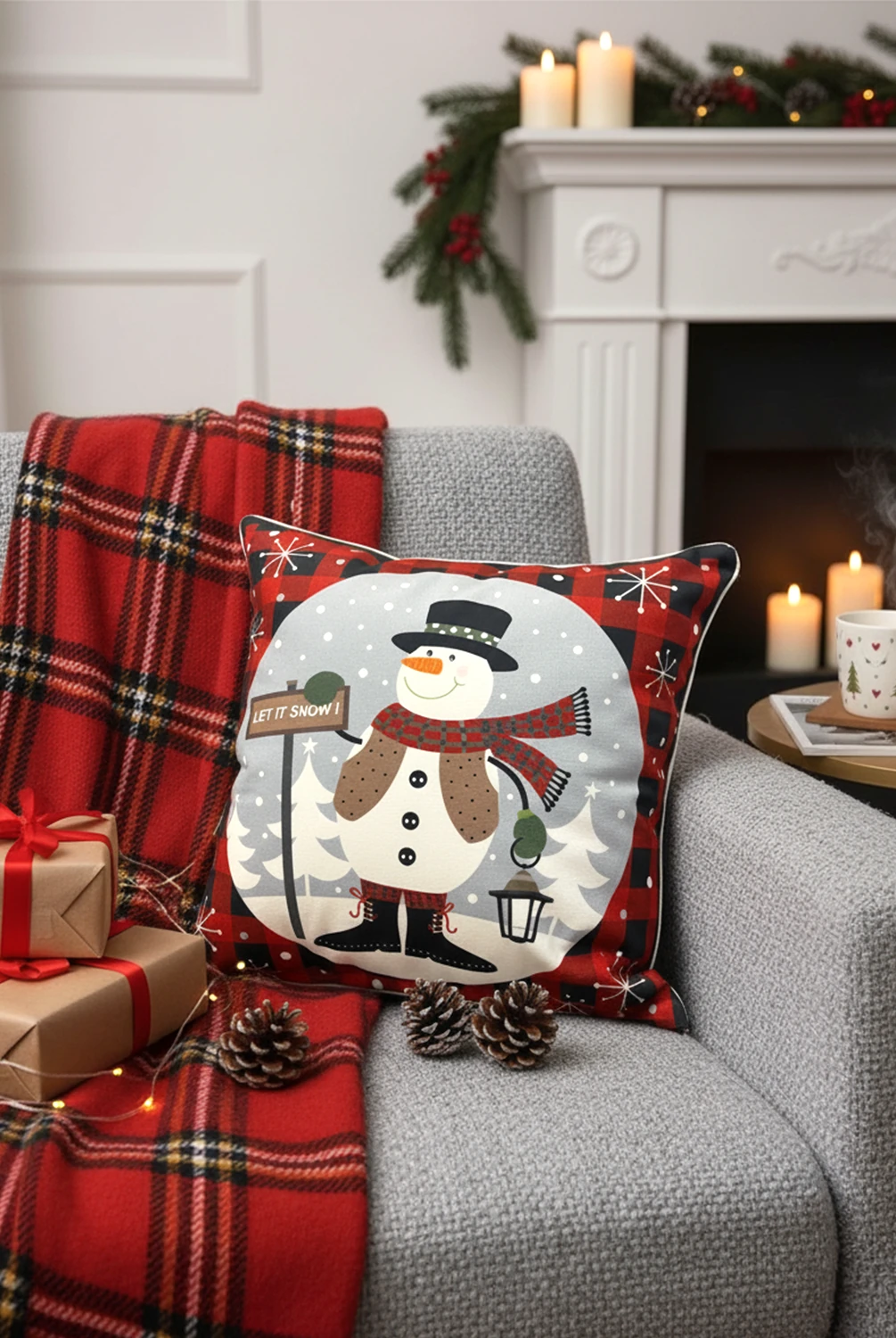 Christmas Pötikare Kardan Adam Kırlent 43x43cm