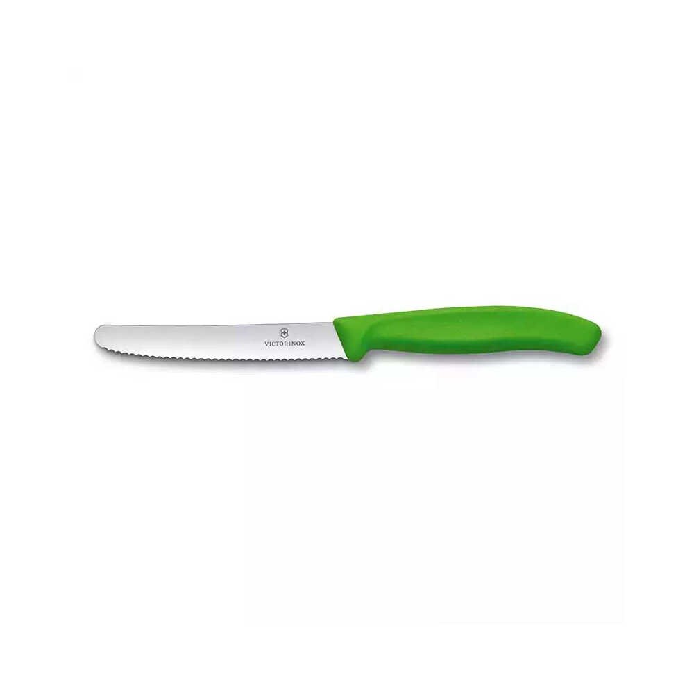 Victorinox 6.7836.L114 11cm Yeşil Tırtıklı Domates ve Sofra Bıçağı