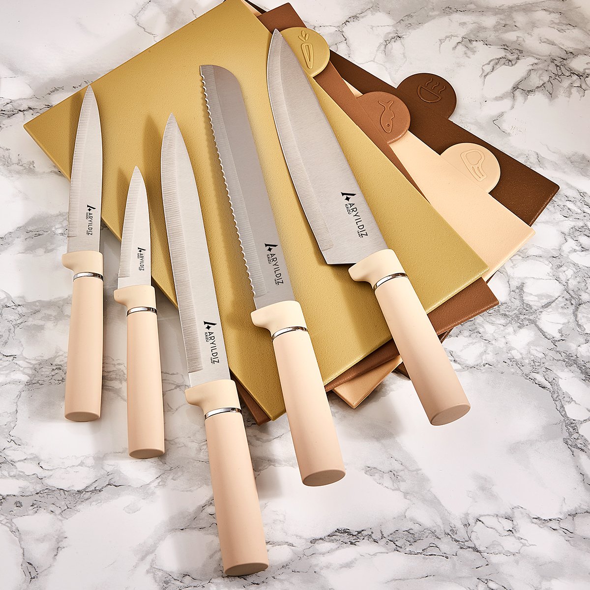 Aryıldız Kaizen 10 Parça Bıçak Blok Utensil ve Pano Set