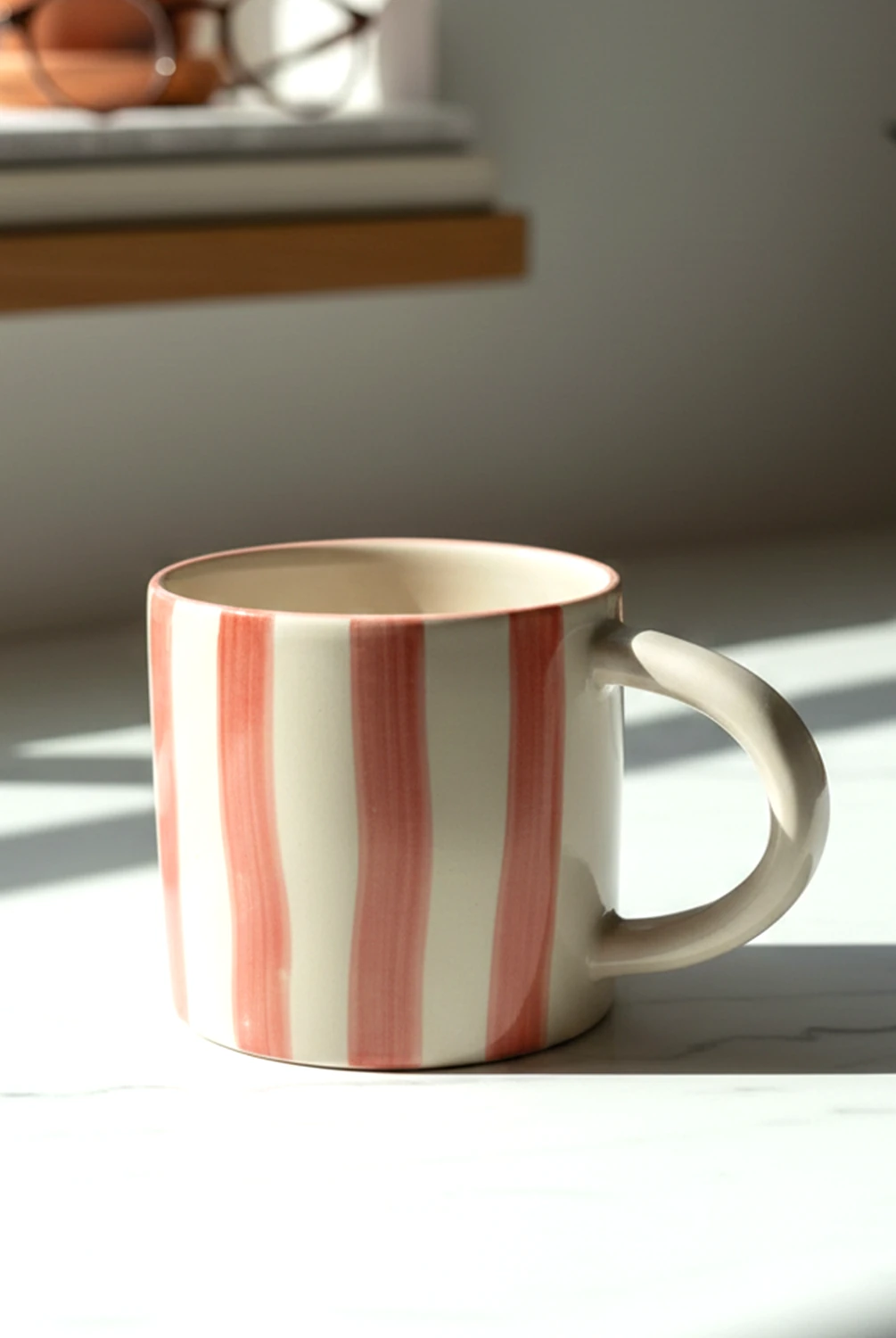 Elly Çizgili Kulplu Kupa Kırmızı