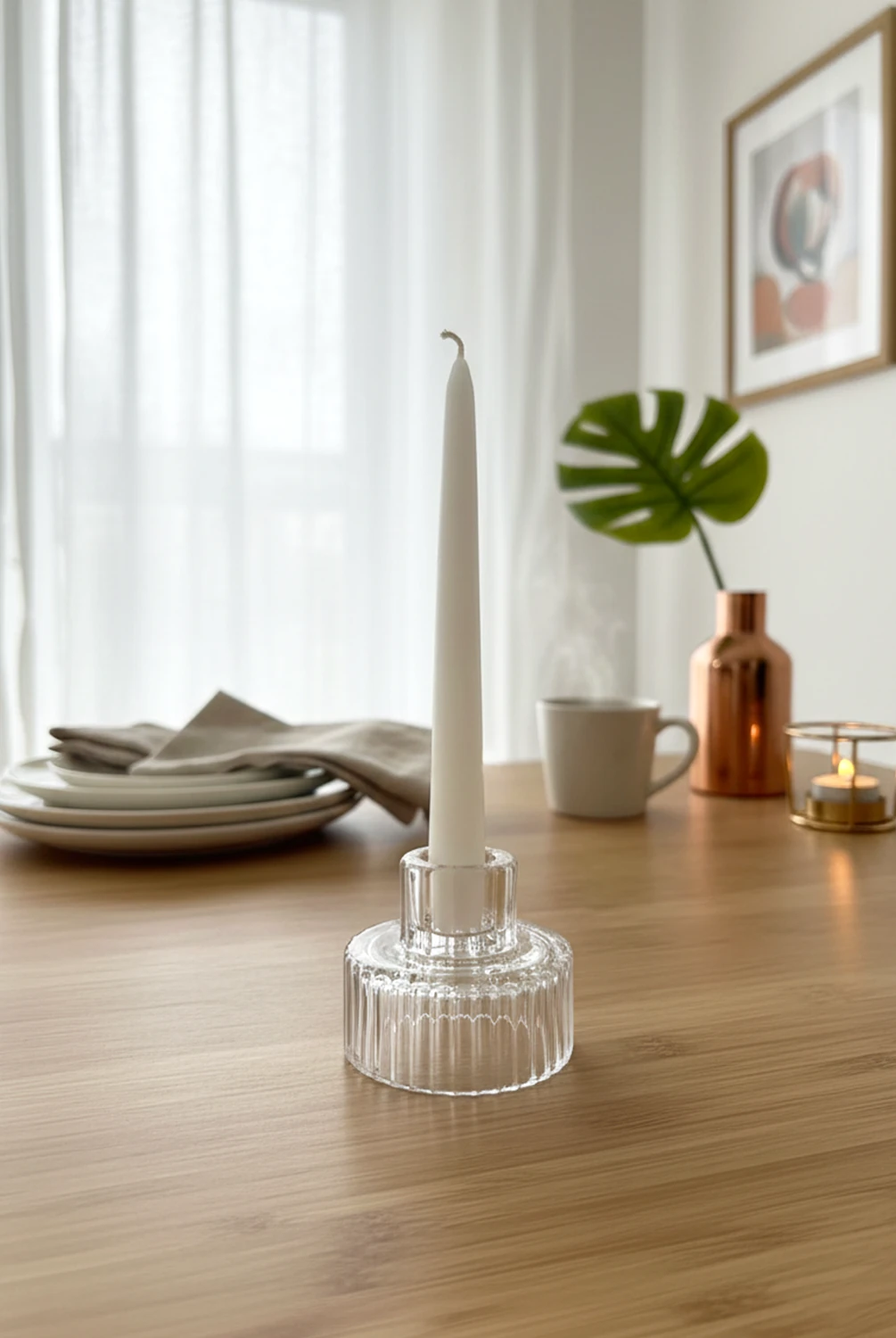 Luna Çift Taraflı Cam Şamdan