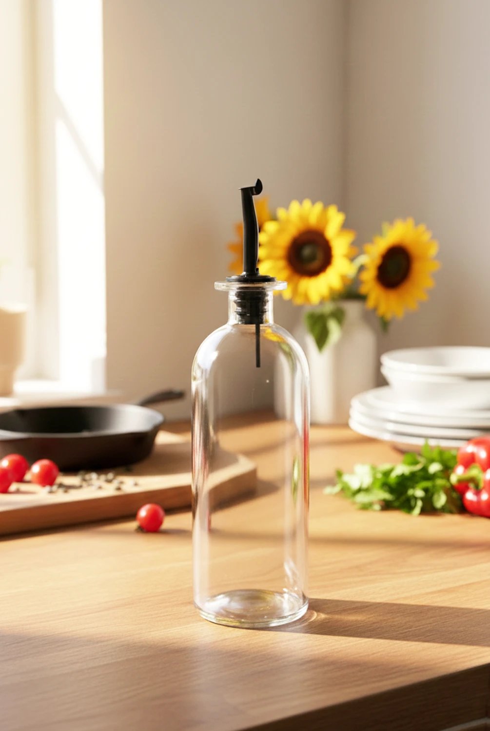 Talia Cam Siyah Kapak Yağdanlık 500 ml