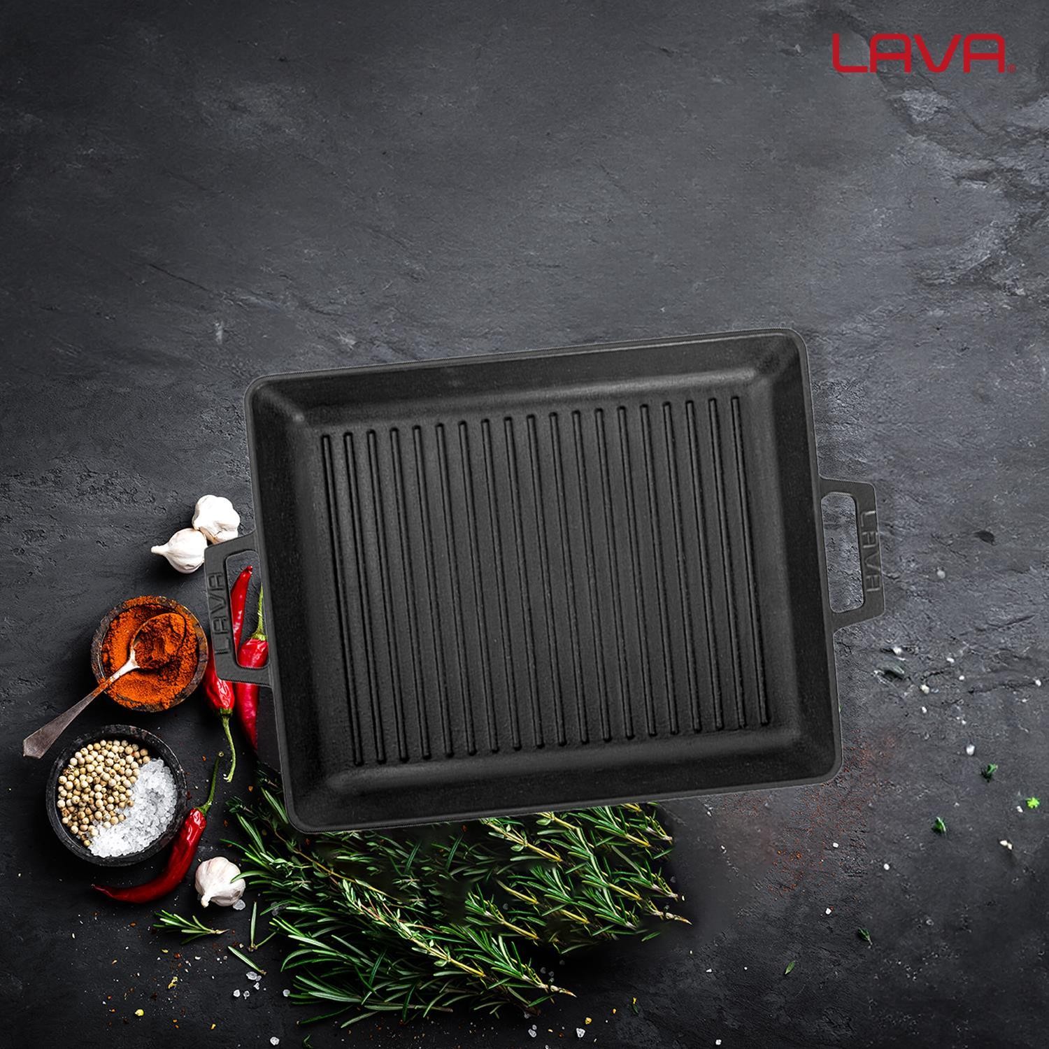 Lava Izgara Tava 26x32cm Metal Kulplu
