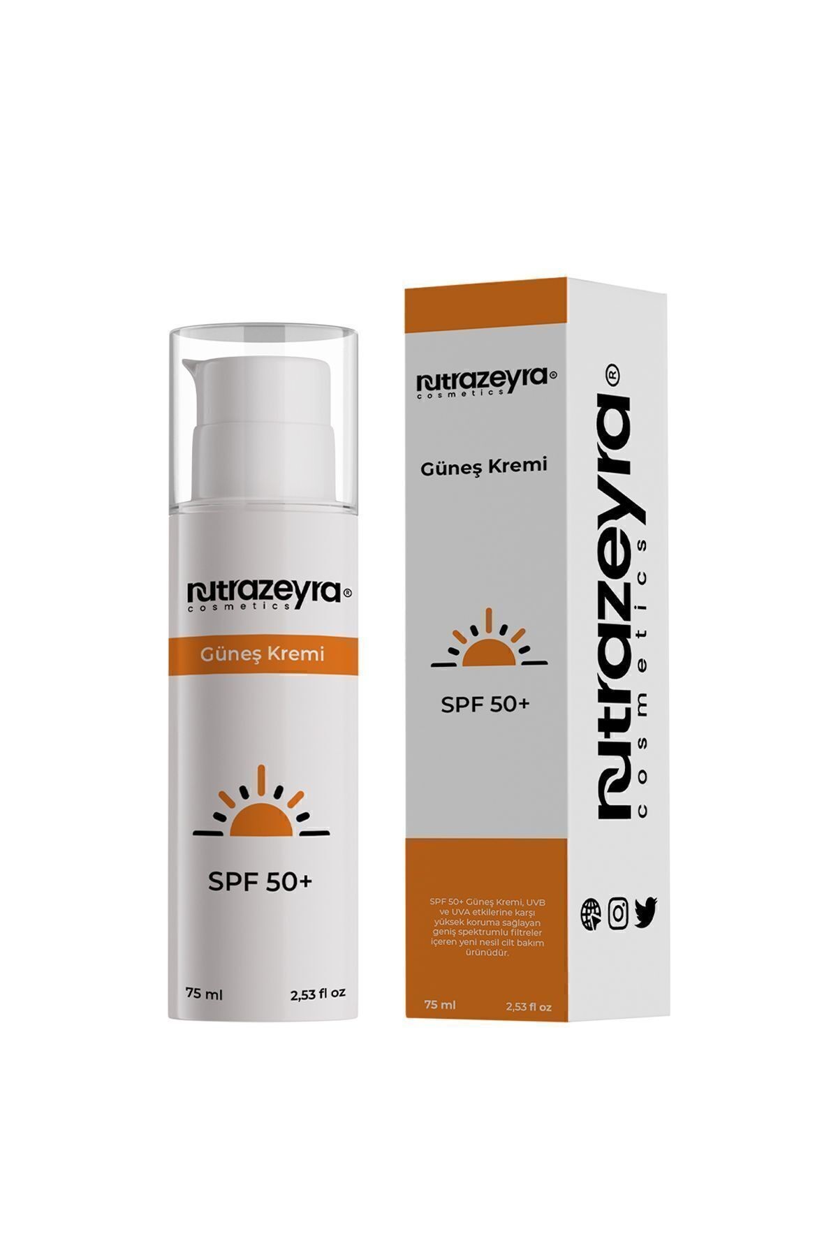 Nutrazeyra Leke Karşıtı 50 Spf Yüksek Koruma Suya Dayanıklı Yüz Ve Vücut Güneş Kremi 75 ml