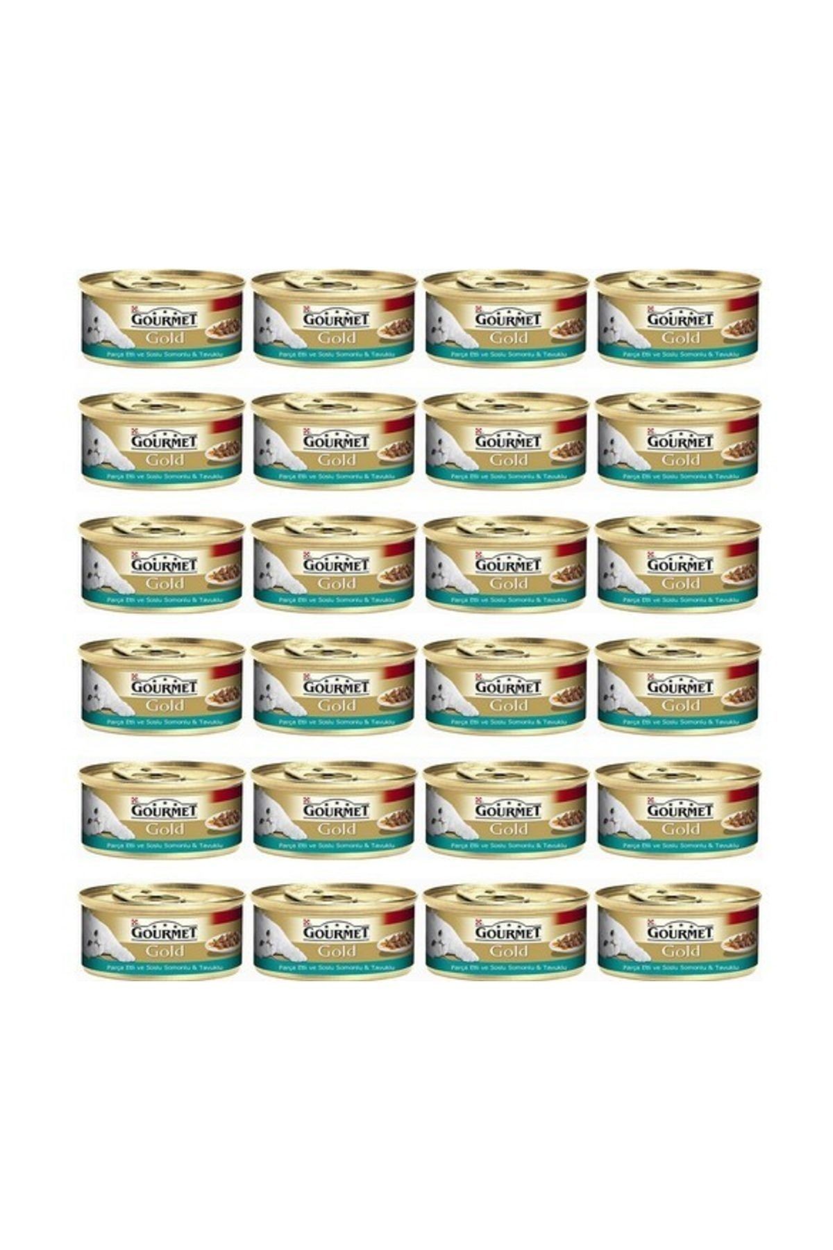 Gourmet Gold Parça Etli Soslu Somon Tavuk Kedi Yaş Mama 24 Adet X 85G