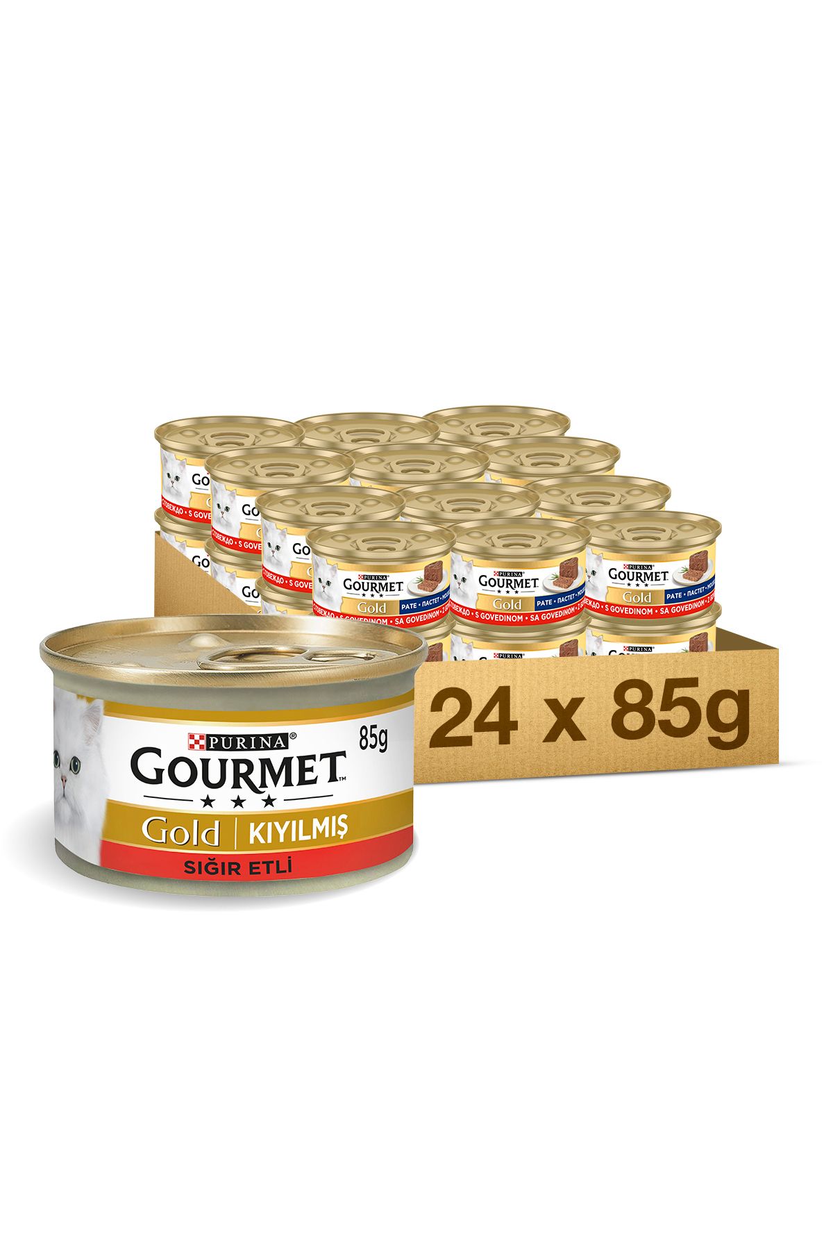 Gourmet Gold Kiyilmiş Siğirl Etli Kedi Yaş Mama 24 Adet X 85G