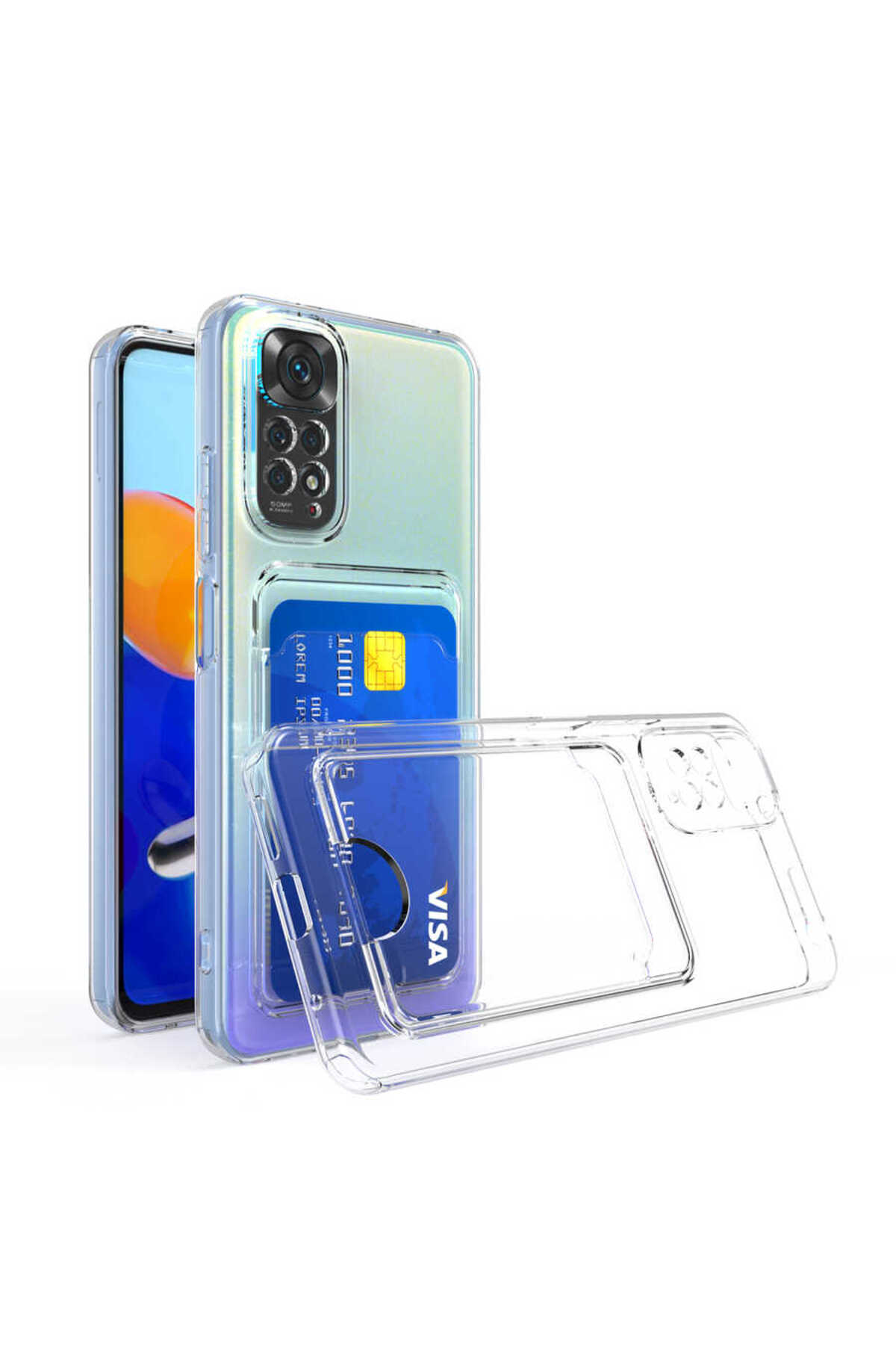 Redmi Note 11 Pro 5G Kılıf Kartlıklı Şeffaf MSCS Setra Clear Silikon Kapak - Renksiz
