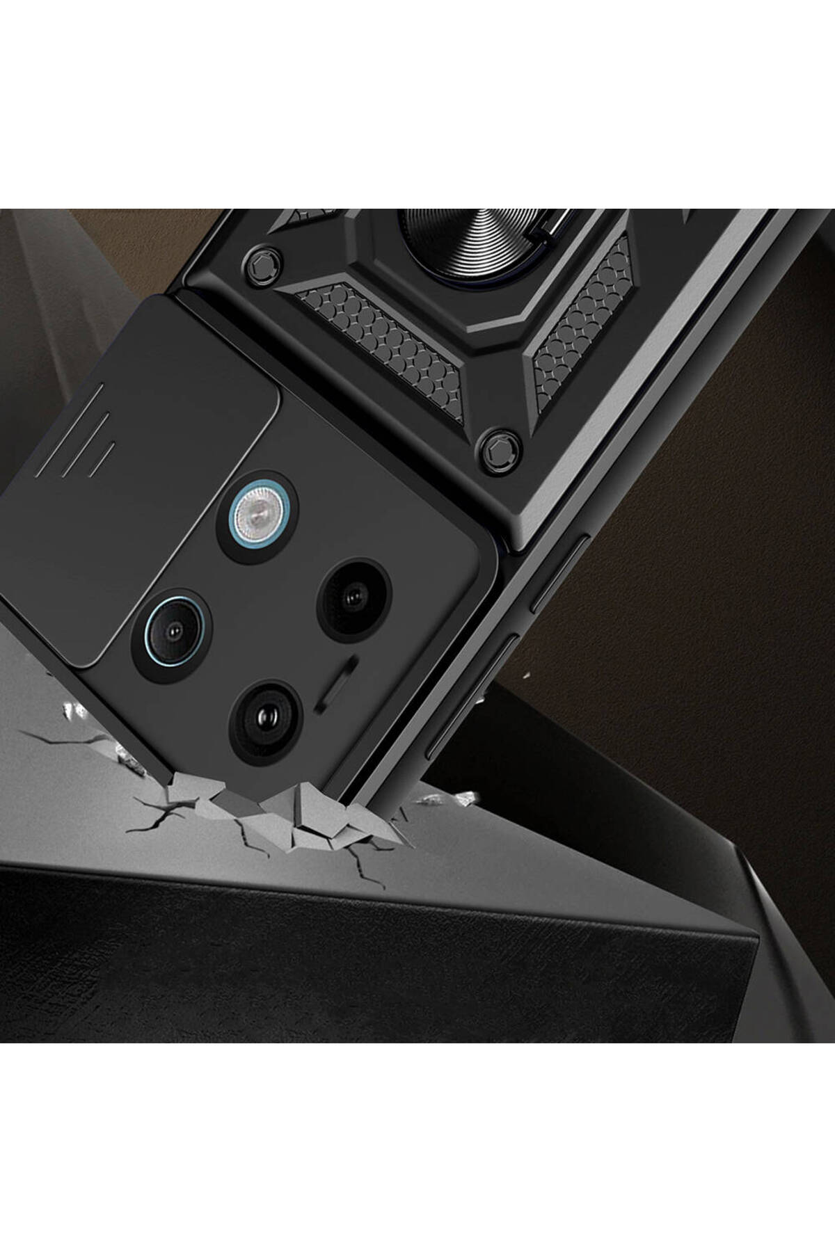 Redmi Note 13 Pro 5G Kılıf Magnetik Standlı Kamera Korumalı TLZN Sürgülü Vega Kapak - Mavi