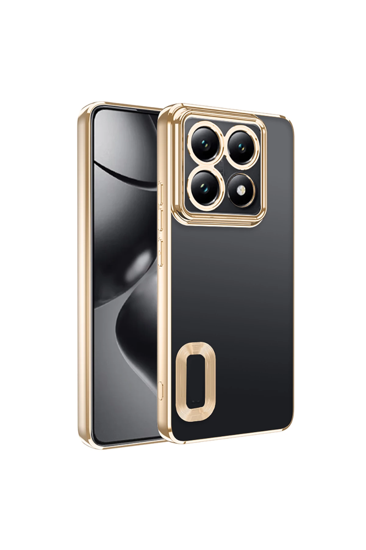 14T Pro Kılıf Kamera Korumalı Logo Gösteren FZD Omega Kapak - Gümüş