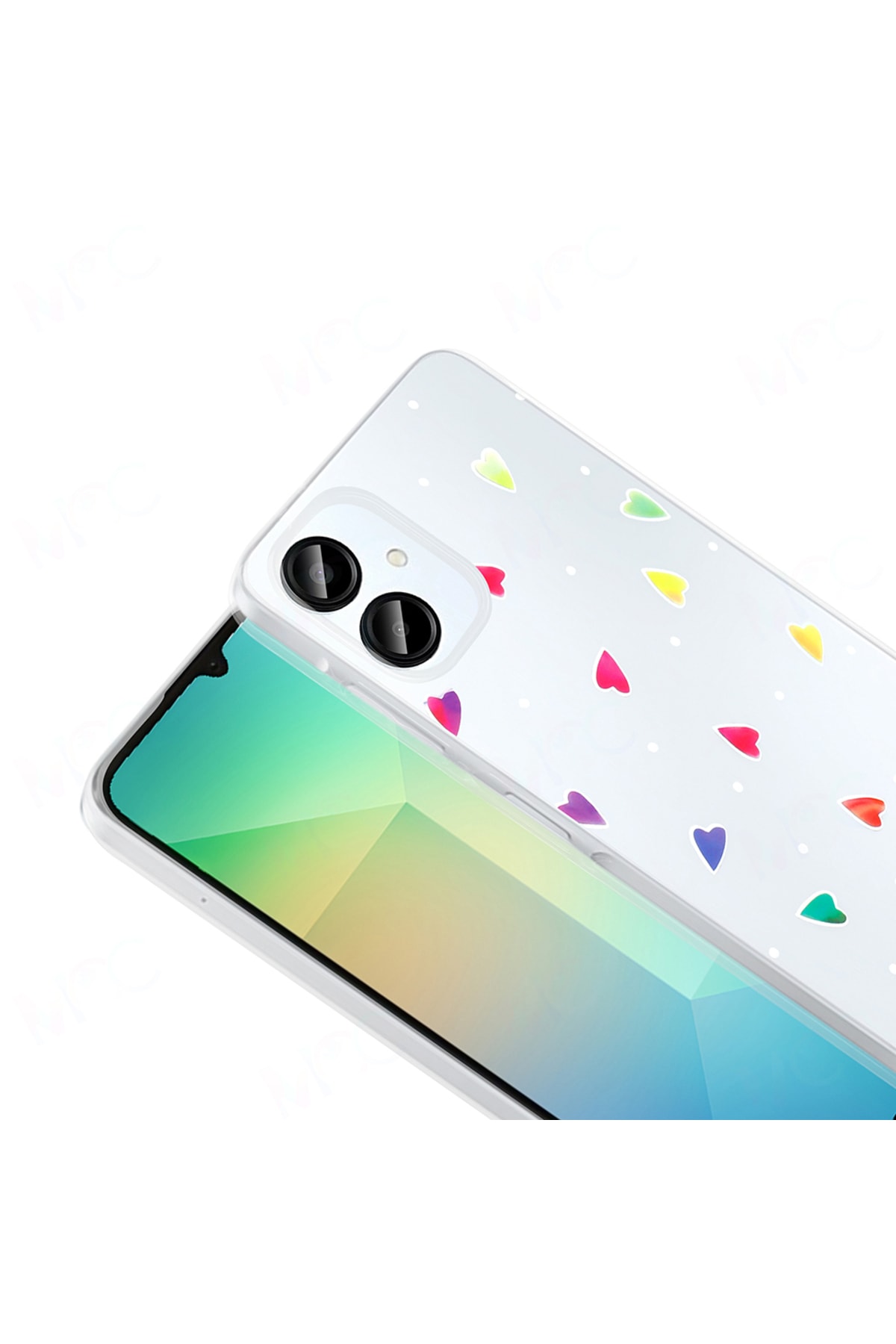 Galaxy A06 Kılıf Şeffaf Figürlü Folk Sert Kapak - Kalp
