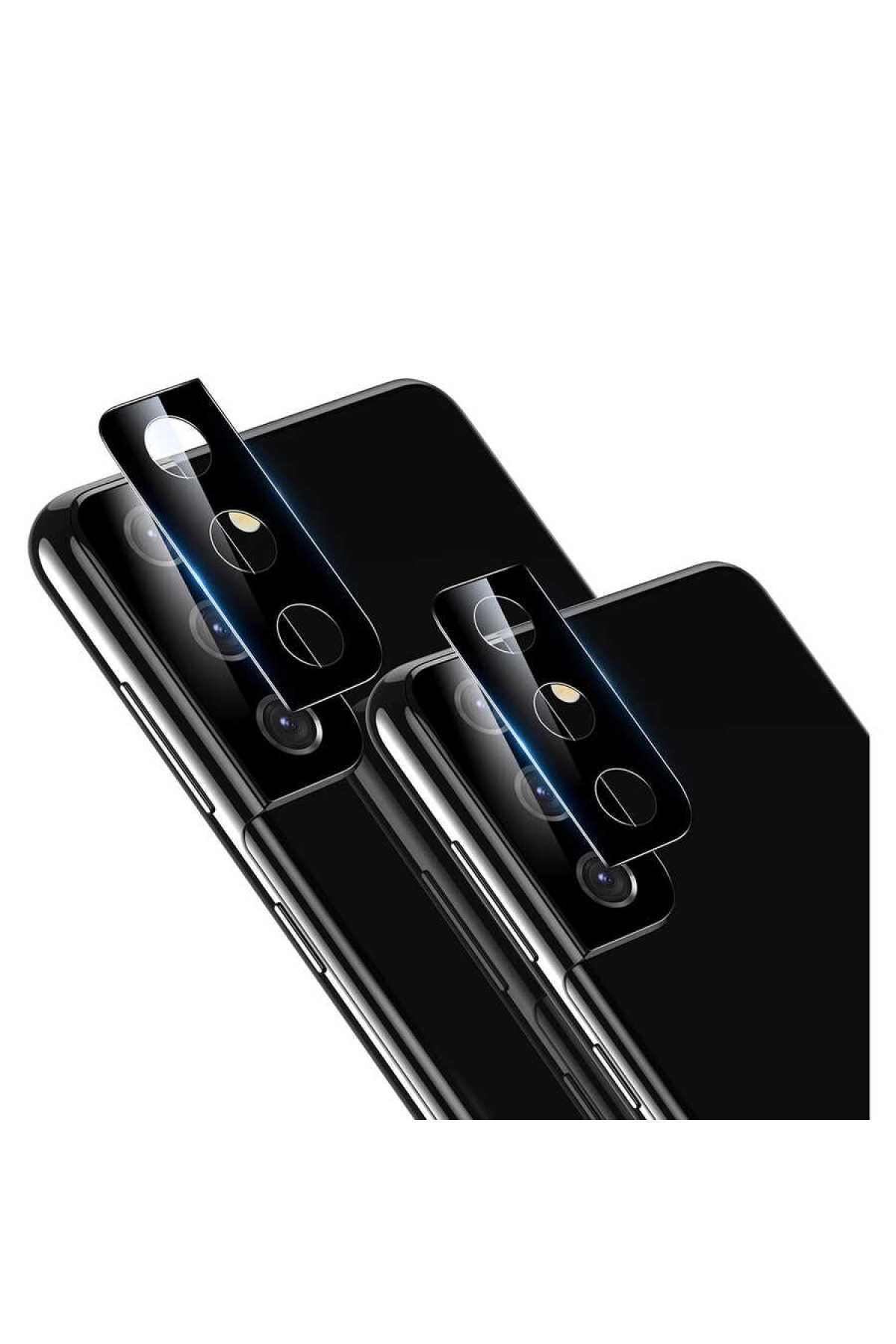Galaxy S21 Uyumlu ECRZ Kamera Koruyucu Cam Filmi-Siyah