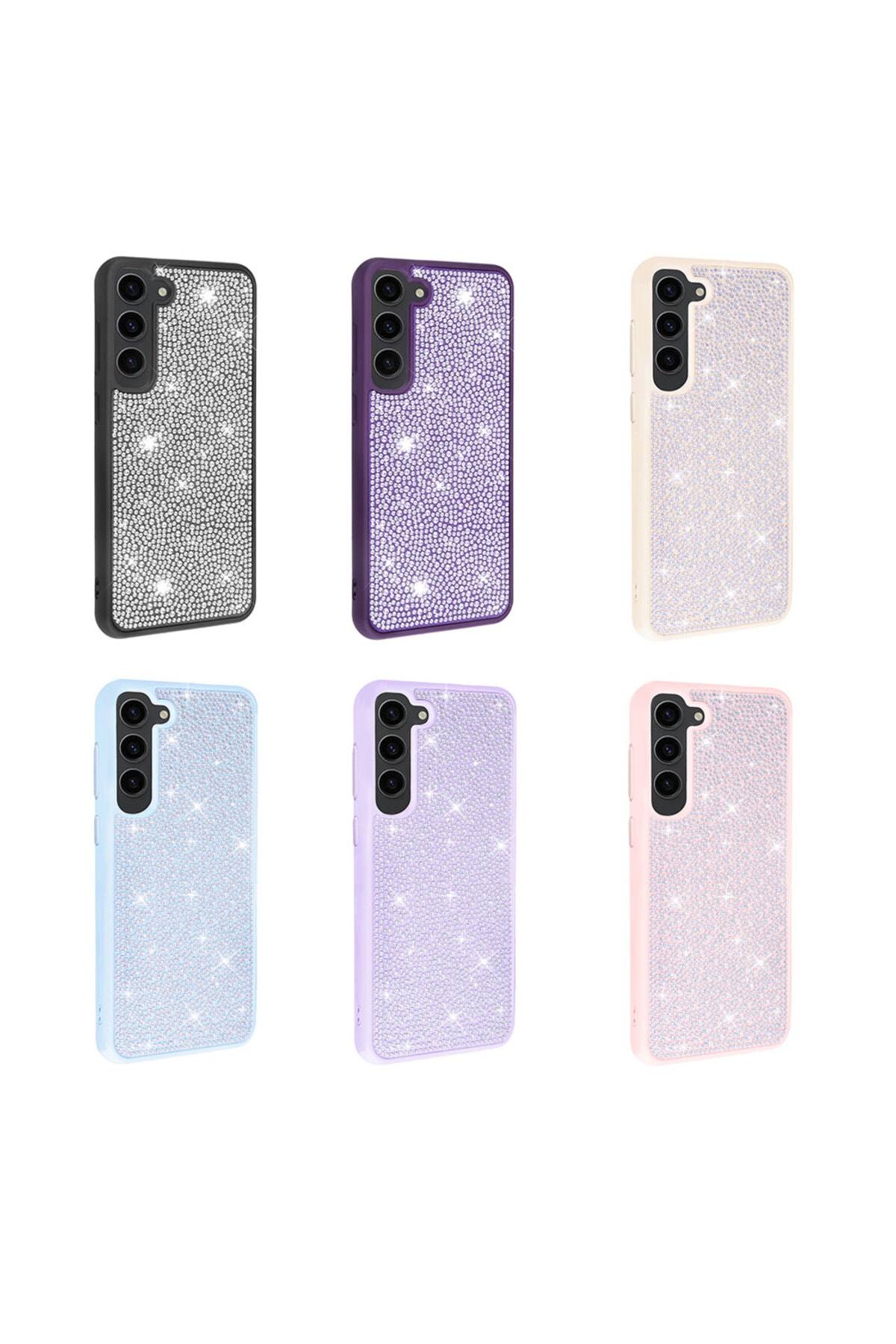 Galaxy S23 Uyumlu Parlak Taşlı Tasarım TKNC Ston Kılıf-Pembe
