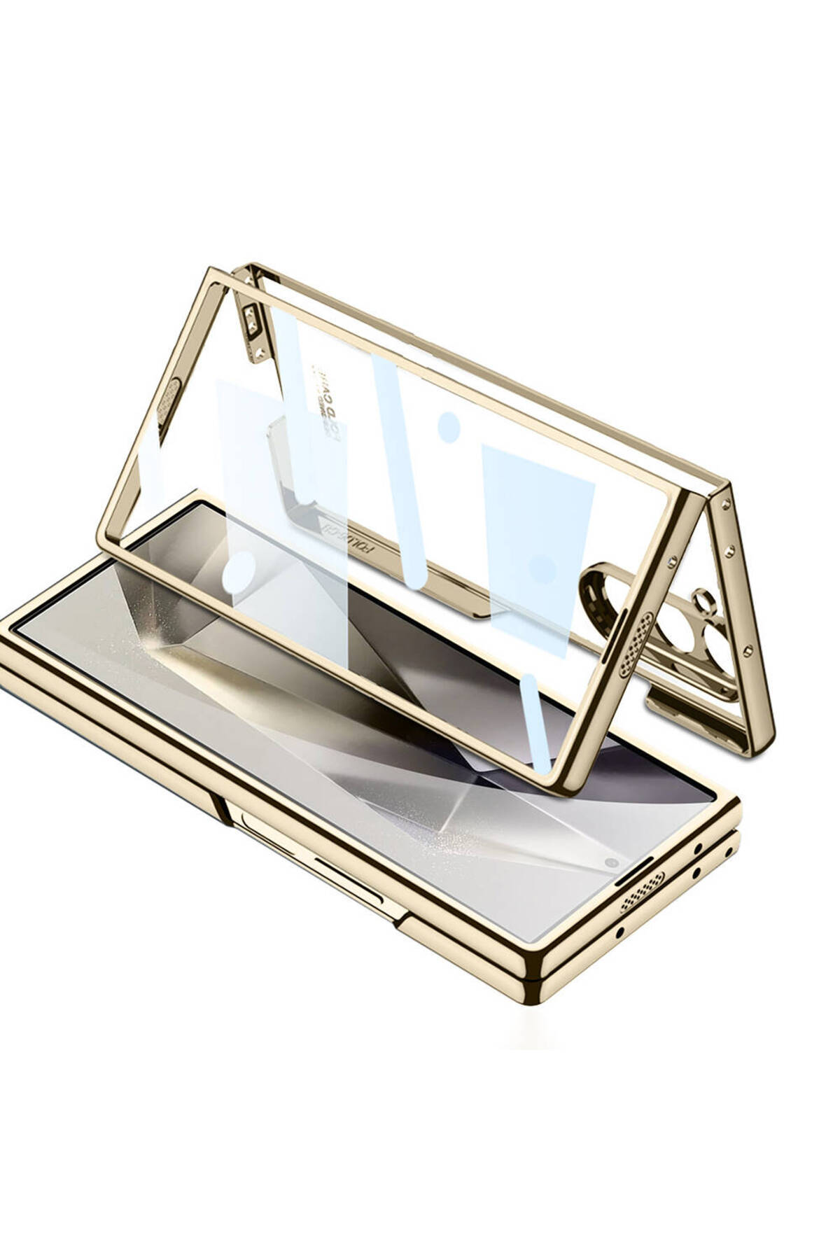 Galaxy Z Fold 6 Kılıf BTBM Full Camlı Kıpta Kapak-Gold
