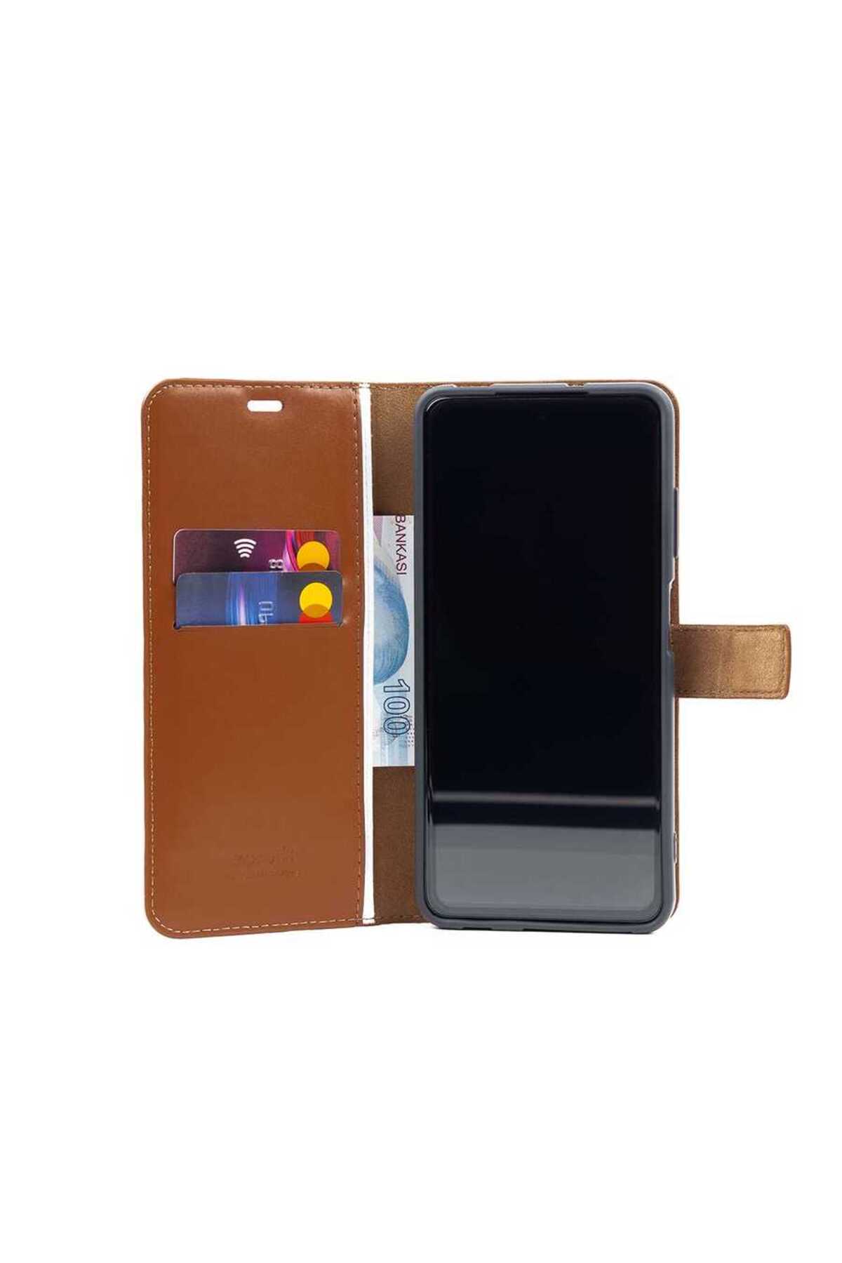 Galaxy A23 Kılıf OMSY Kar Deluxe Kapaklı Kılıf - Gold