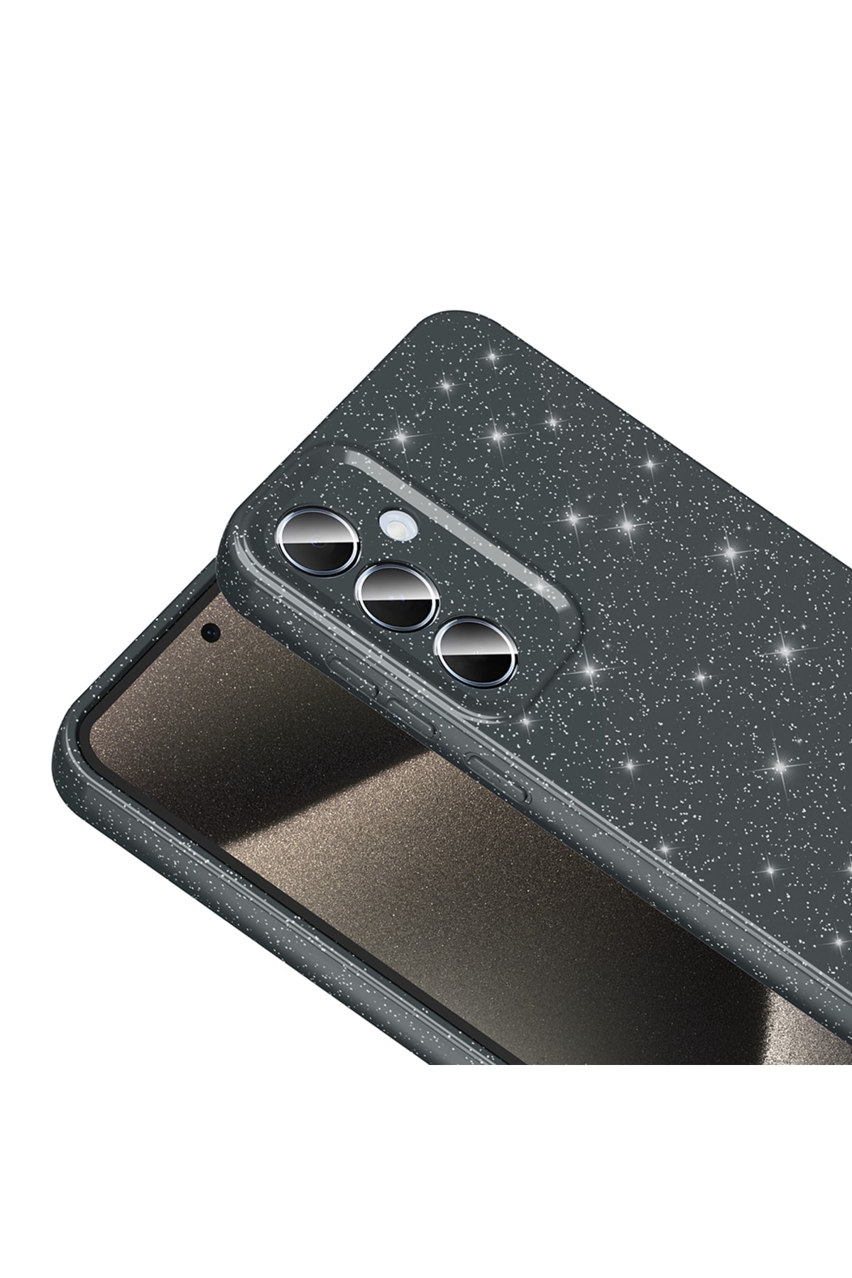 Galaxy A25 Uyumlu  Kılıf Kamera Korumalı Simli Lüks  Koton Kapak - Turuncu