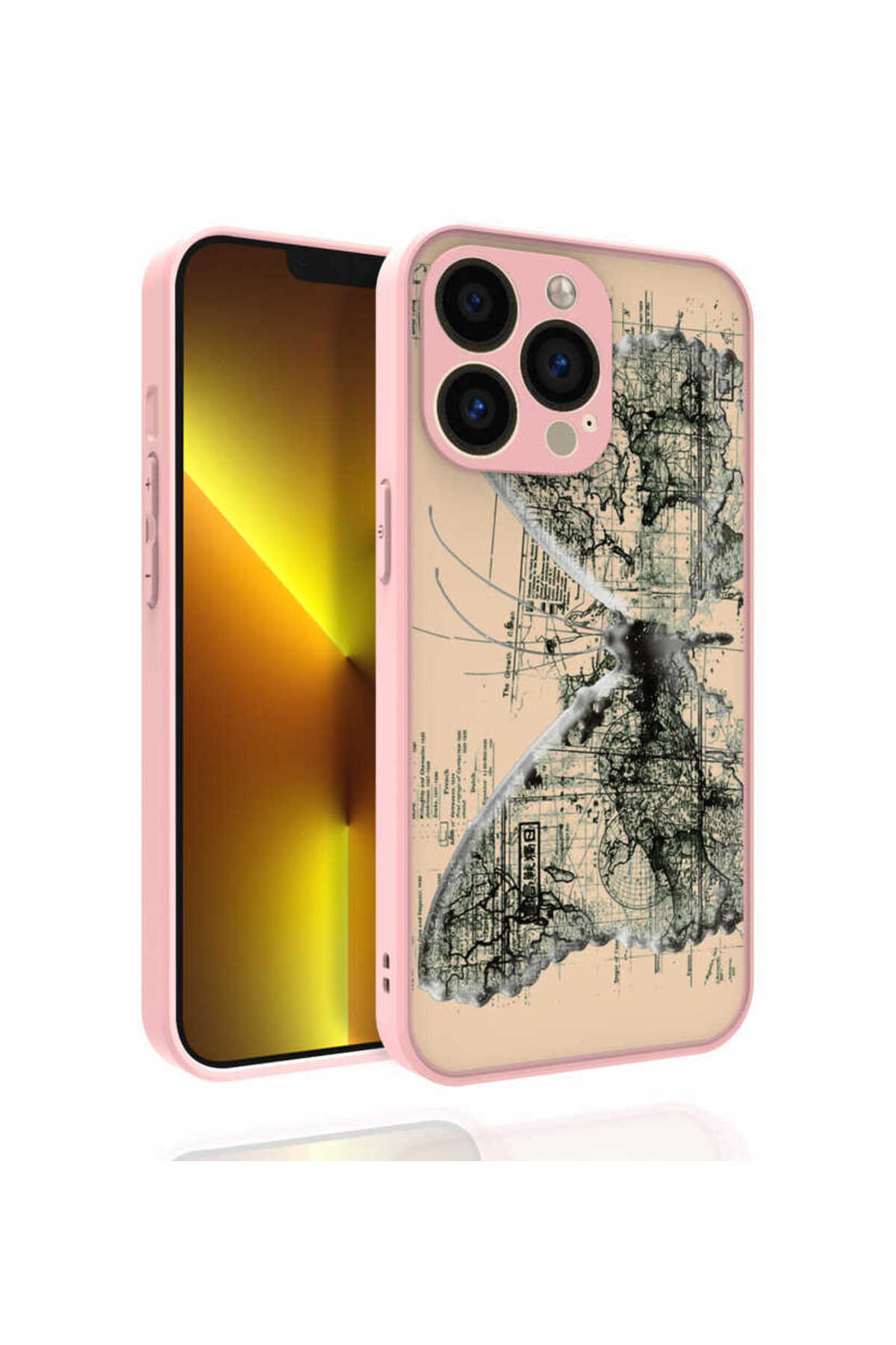 iPhone 13 Pro Uyumlu Desenli Kamera Korumalı Parlak OMSY Nora Kılıf-NO4