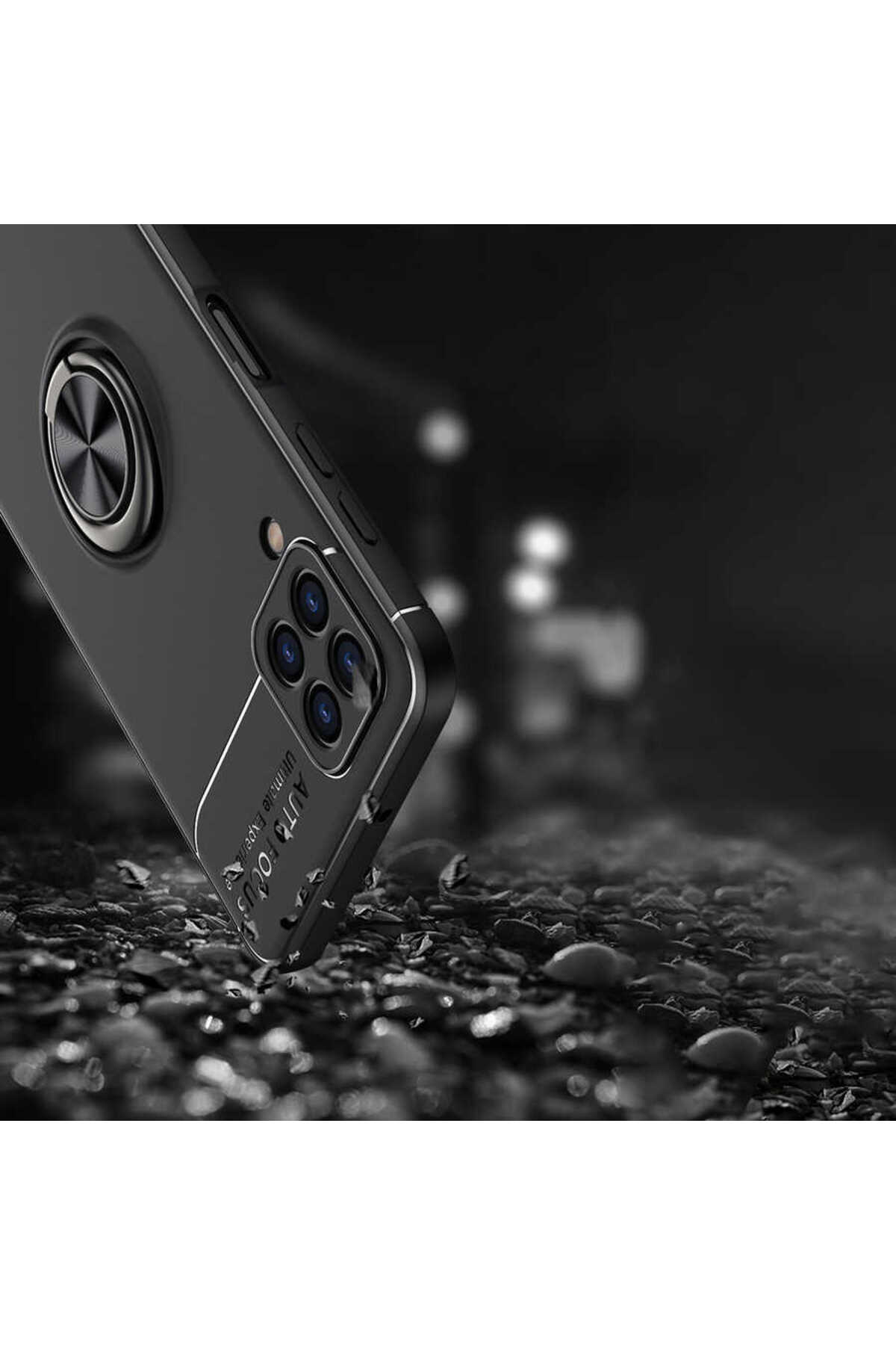 Galaxy M22 Kılıf MSCS Ravel Silikon Kapak - Siyah-Rose Gold