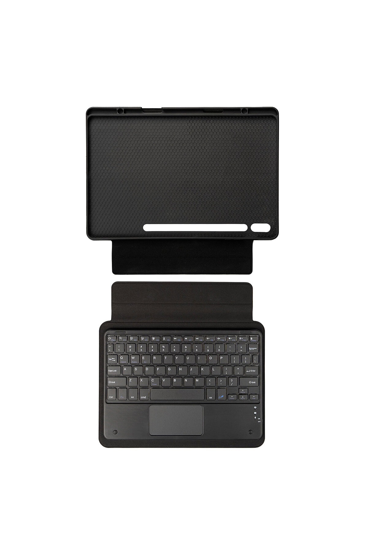 Galaxy Tab S9 Uyumlu OMSY Border Keyboard Bluetooh Bağlantılı Standlı Klavyeli Tablet Kılıfı-Siyah