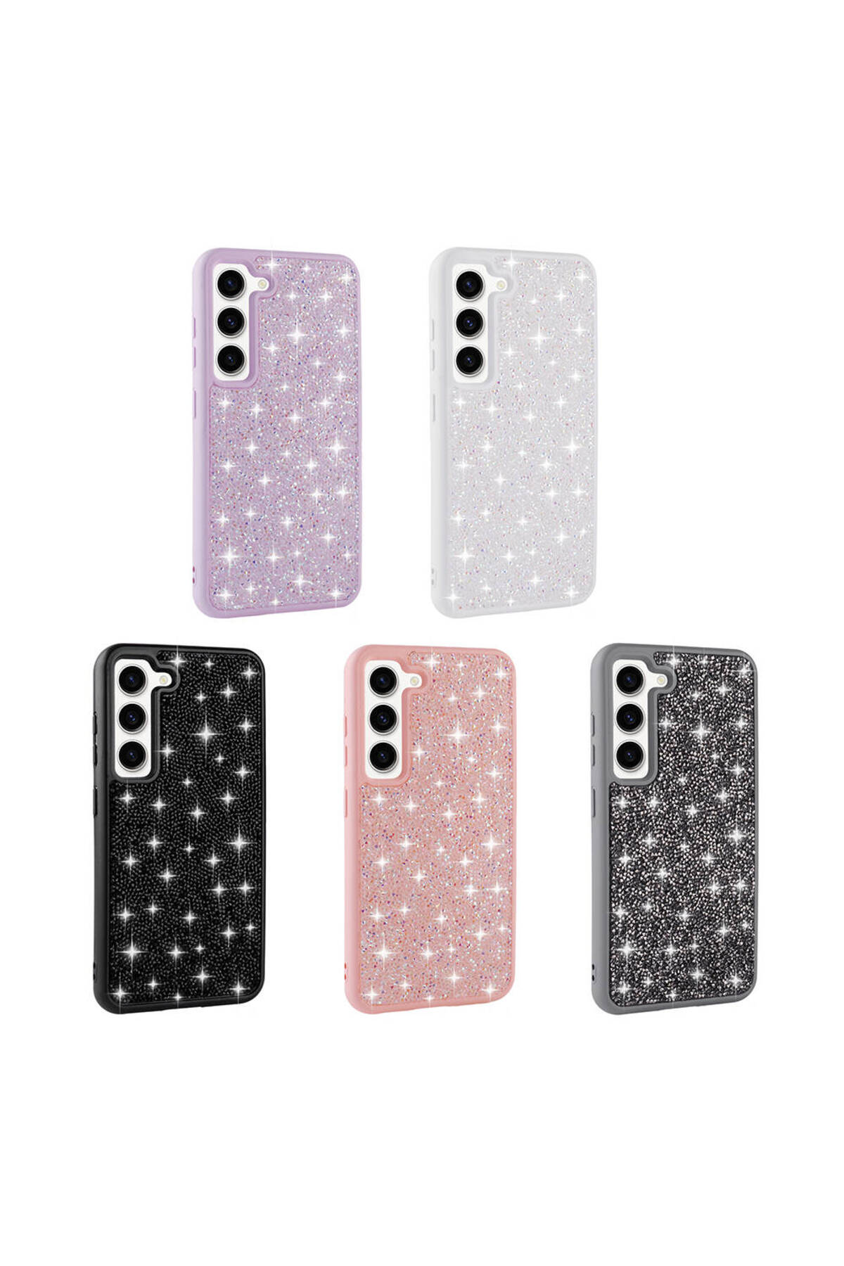 Galaxy S23 Uyumlu Parlak Taşlı Tasarım Pırlanta MKST Kılıf-Lila