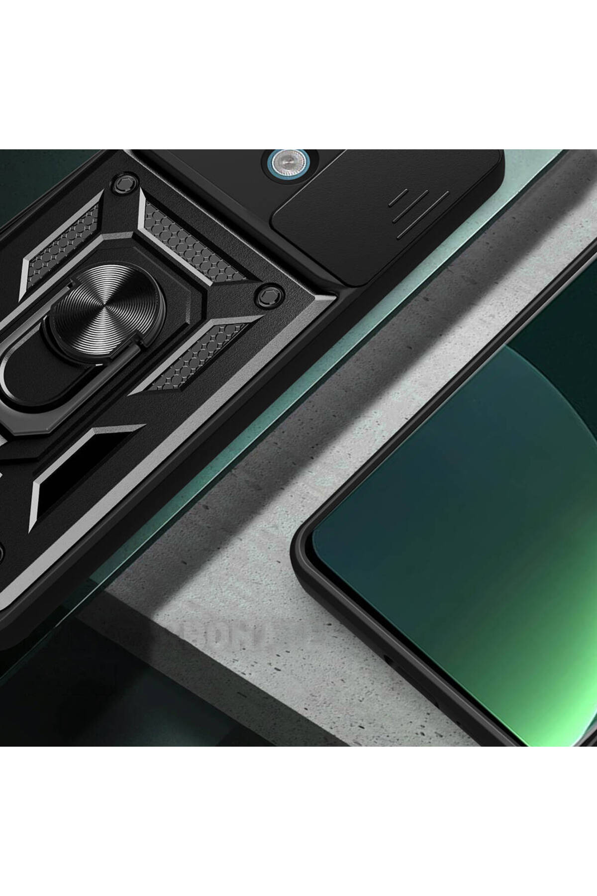 Redmi Note 13 Pro 5G Kılıf Magnetik Standlı Kamera Korumalı TLZN Sürgülü Vega Kapak - Mavi