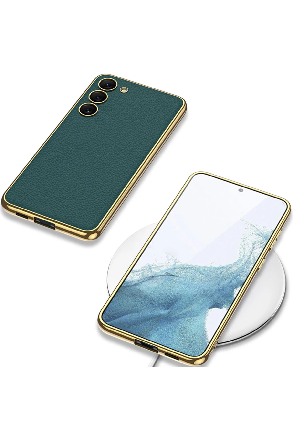 Galaxy S23 Plus Uyumlu Deri Görünümlü Kenarları Elektroplating Kaplama MKST Fizyon Kılıf-Kır