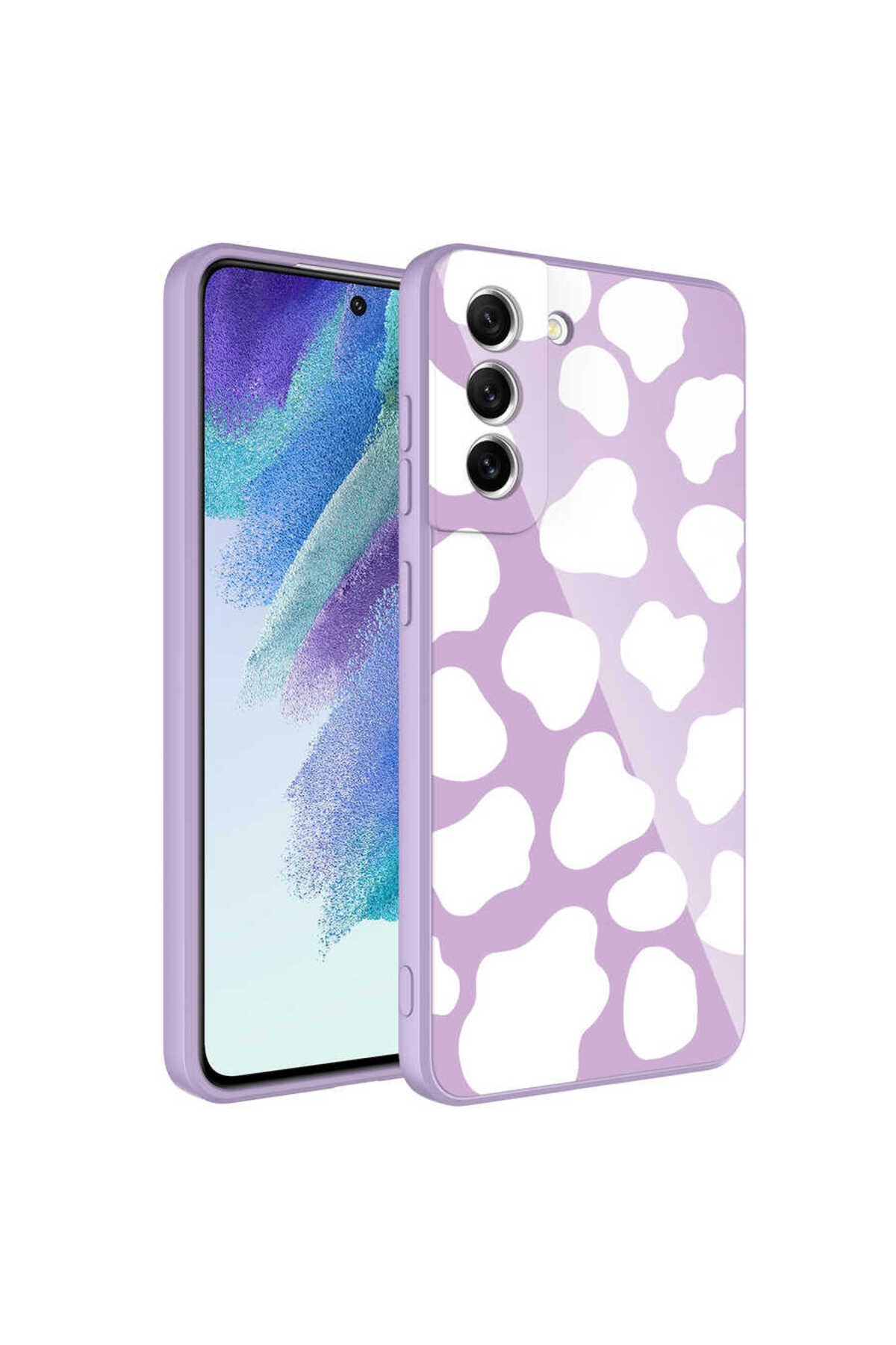 Galaxy S21 FE Uyumlu Kamera Korumalı Desenli Sert Silikon HZRV Epoksi Kılıf-NO6