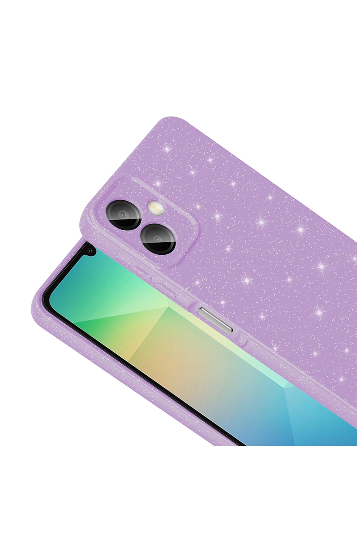 Galaxy A06 Kılıf Kamera Korumalı Simli Lüks KHYR Koton Kapak - Gümüş