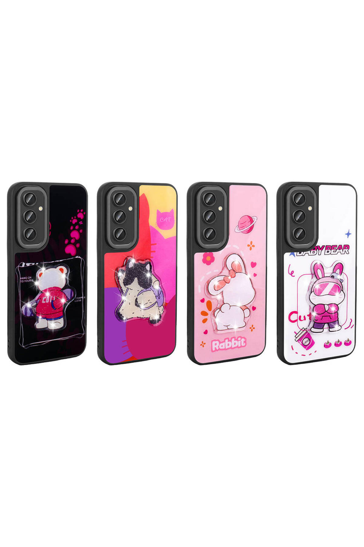 Galaxy A24 Kılıf Parlayan Kabartmalı İkonik Figürlü MXSP Amas Silikon Kapak - Siyah