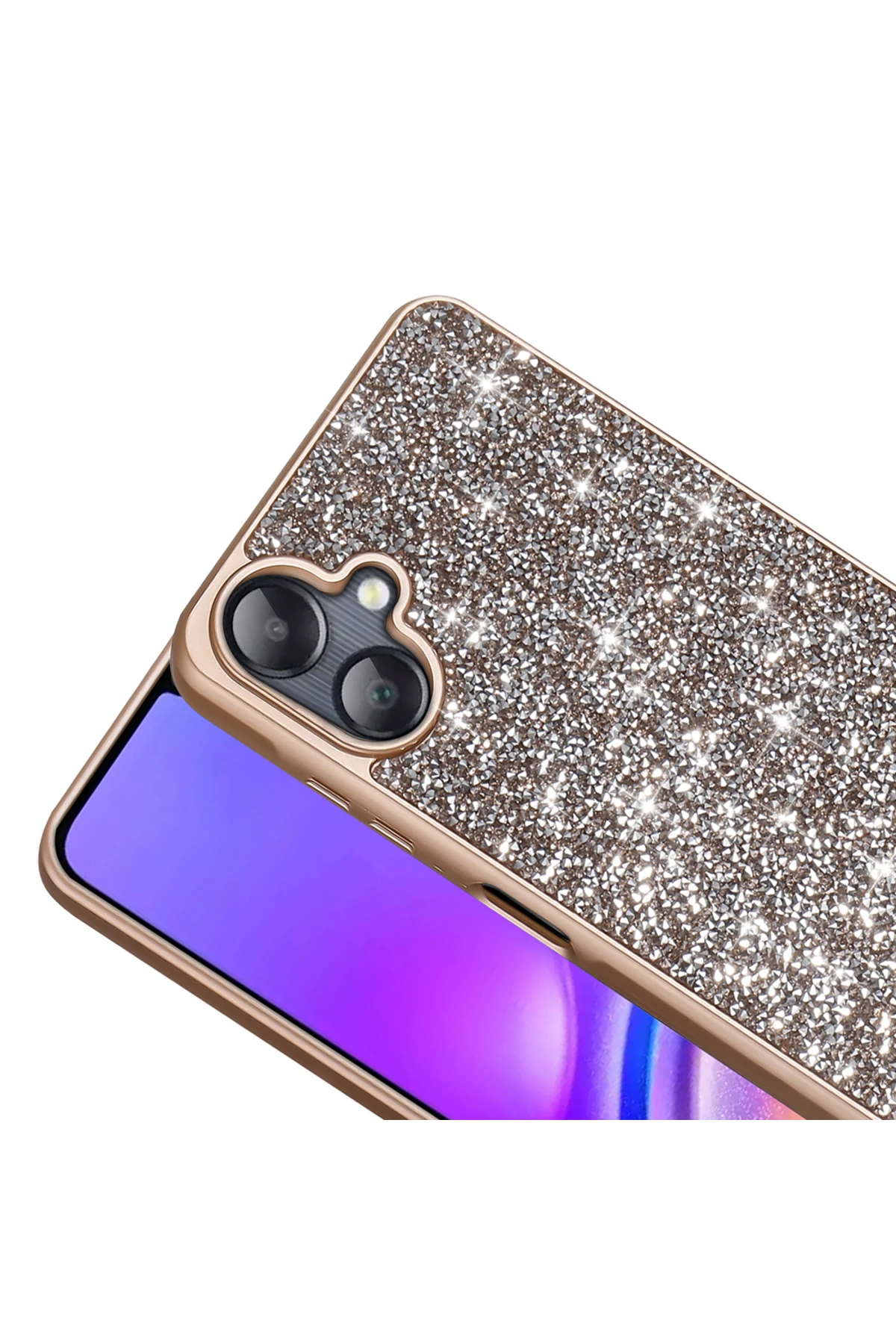 Galaxy A06 Kılıf Parlak Taşlı Tasarım EFFX Pırlanta Kapak - Beyaz