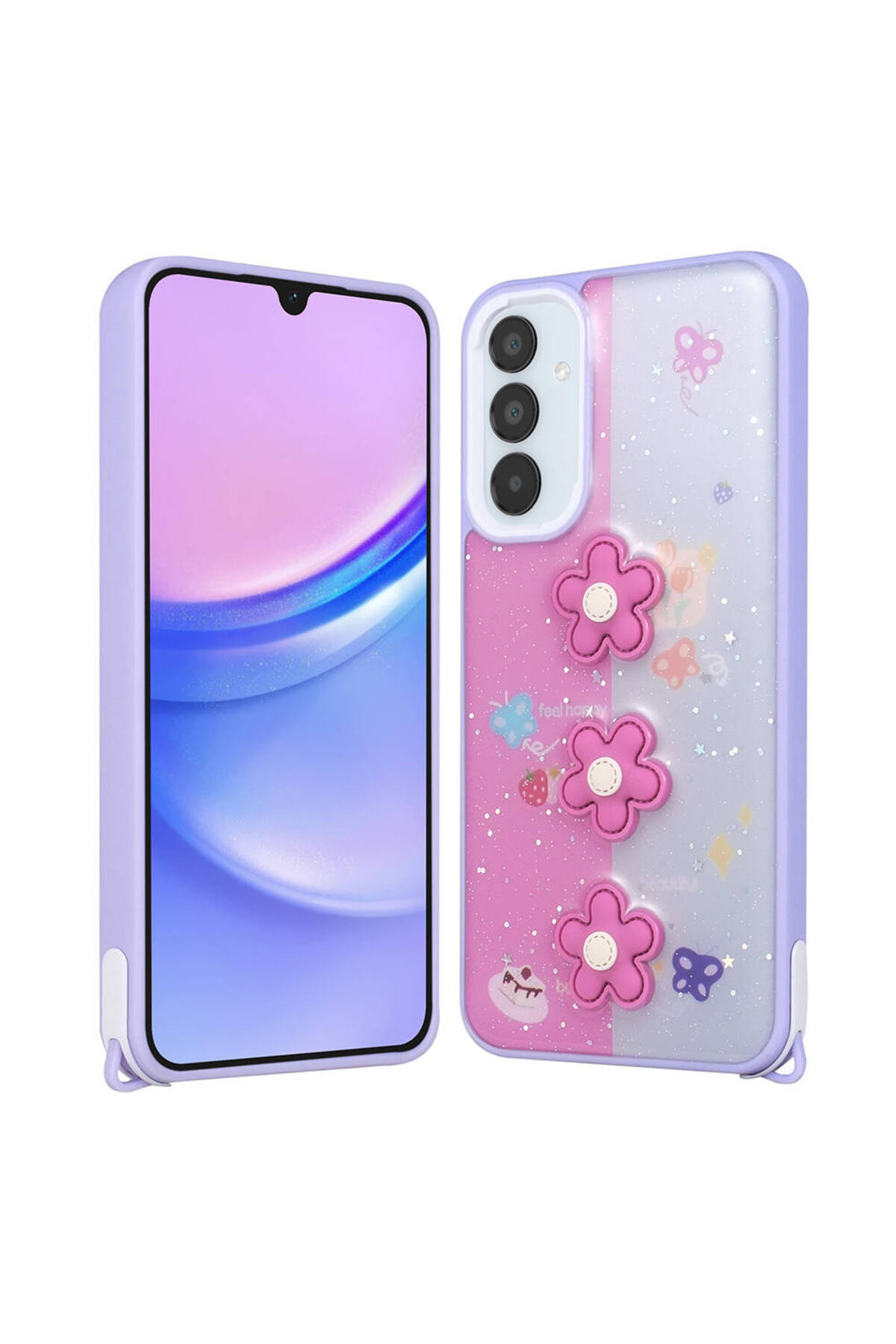 Galaxy A24 Kılıf Parlayan Simli Kabartma Figürlü TKDR Cevze Kapak - Yeşil
