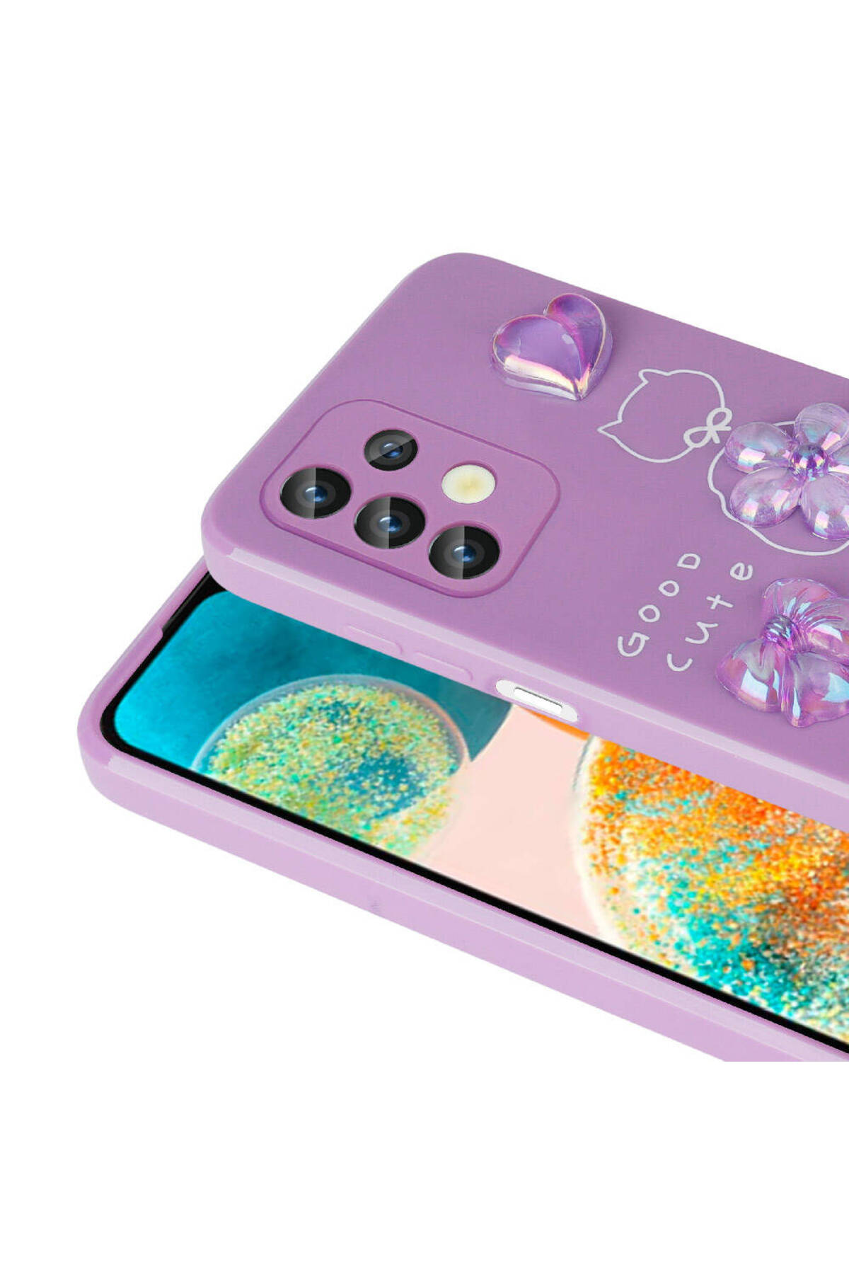 Galaxy A32 4G Kılıf Kabartma Figürlü Parlak F10T Toys Silikon Kapak - Beyaz