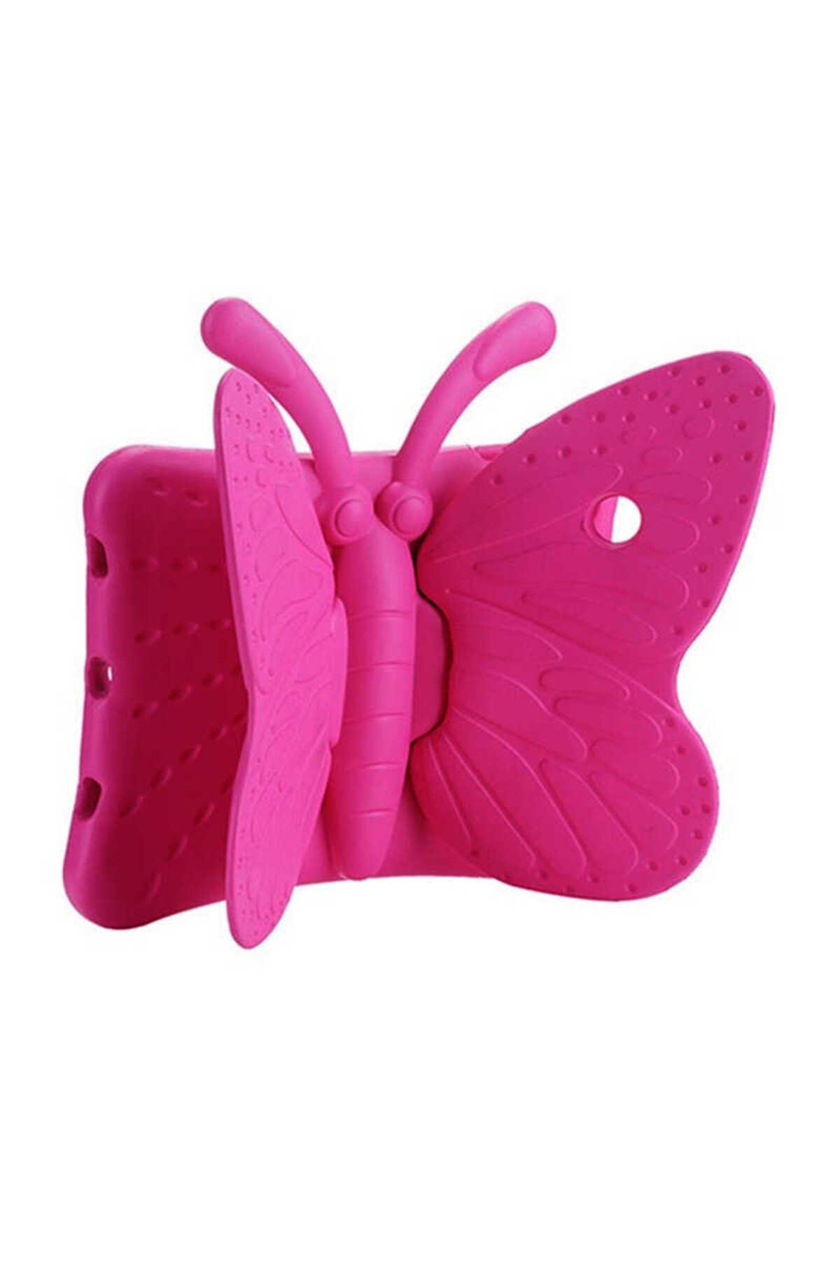 iPad 10.2 (8.Nesil) CRCR Butterfly Standlı Tablet Kılıf - Pembe Koyu