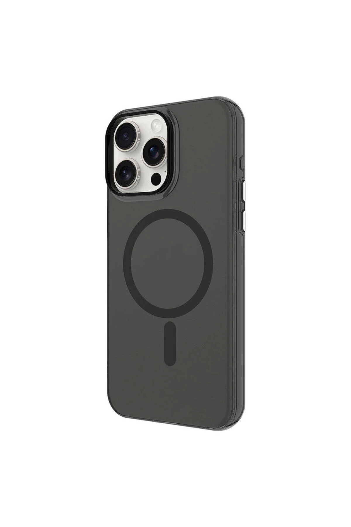 iPhone 15 Pro Uyumlu MKST Magsafe Şarj Özellikli Buzlu Transparan C-Pro Sert Kılıf-Lacivert