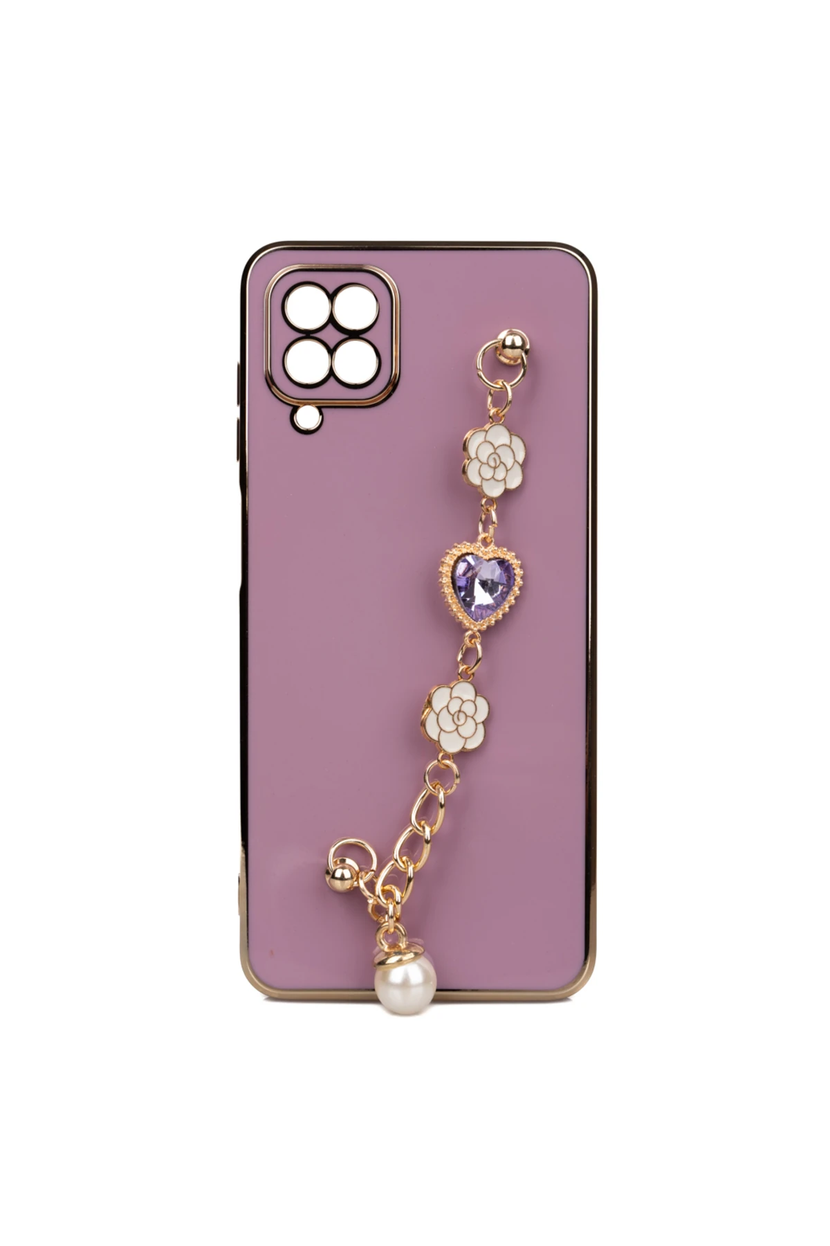 Galaxy A12 Kılıf El Tutamaçlı Kamera Korumalı FZD Taka Silikon Kapak - Pembe