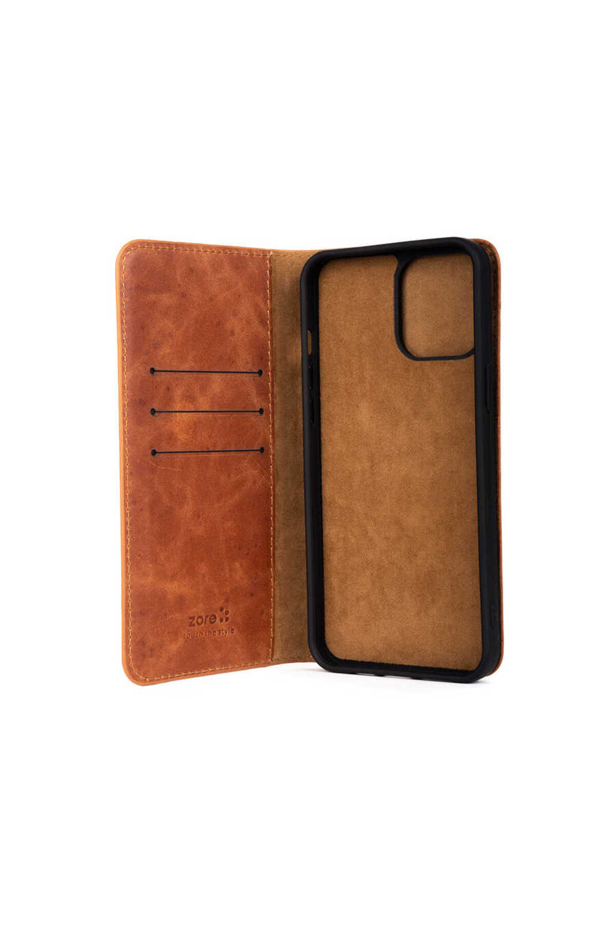 iPhone 12 Pro Uyumlu MKST Hakiki Deri Multi Cüzdan Kılıf-Kırmızı