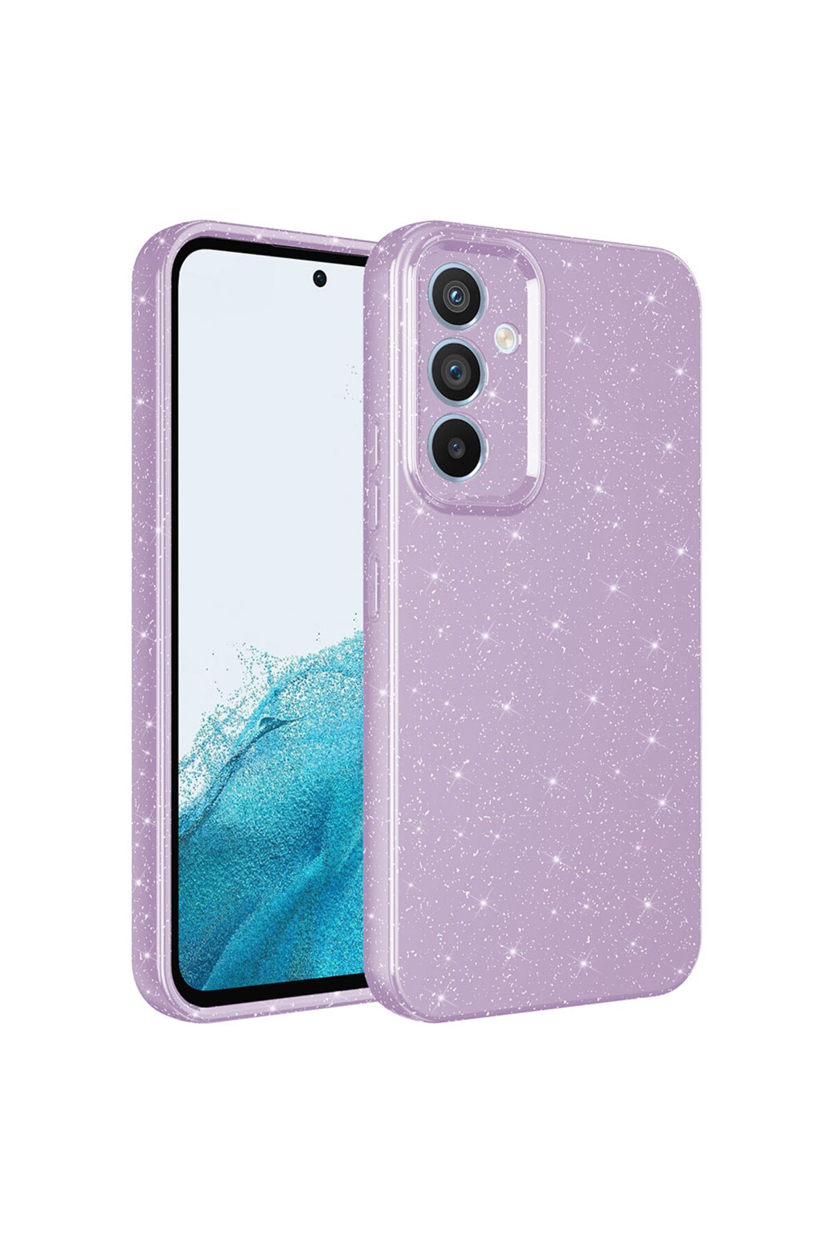 Galaxy A34 Kılıf Kamera Korumalı Simli Lüks MNC Koton Kapak - Lila