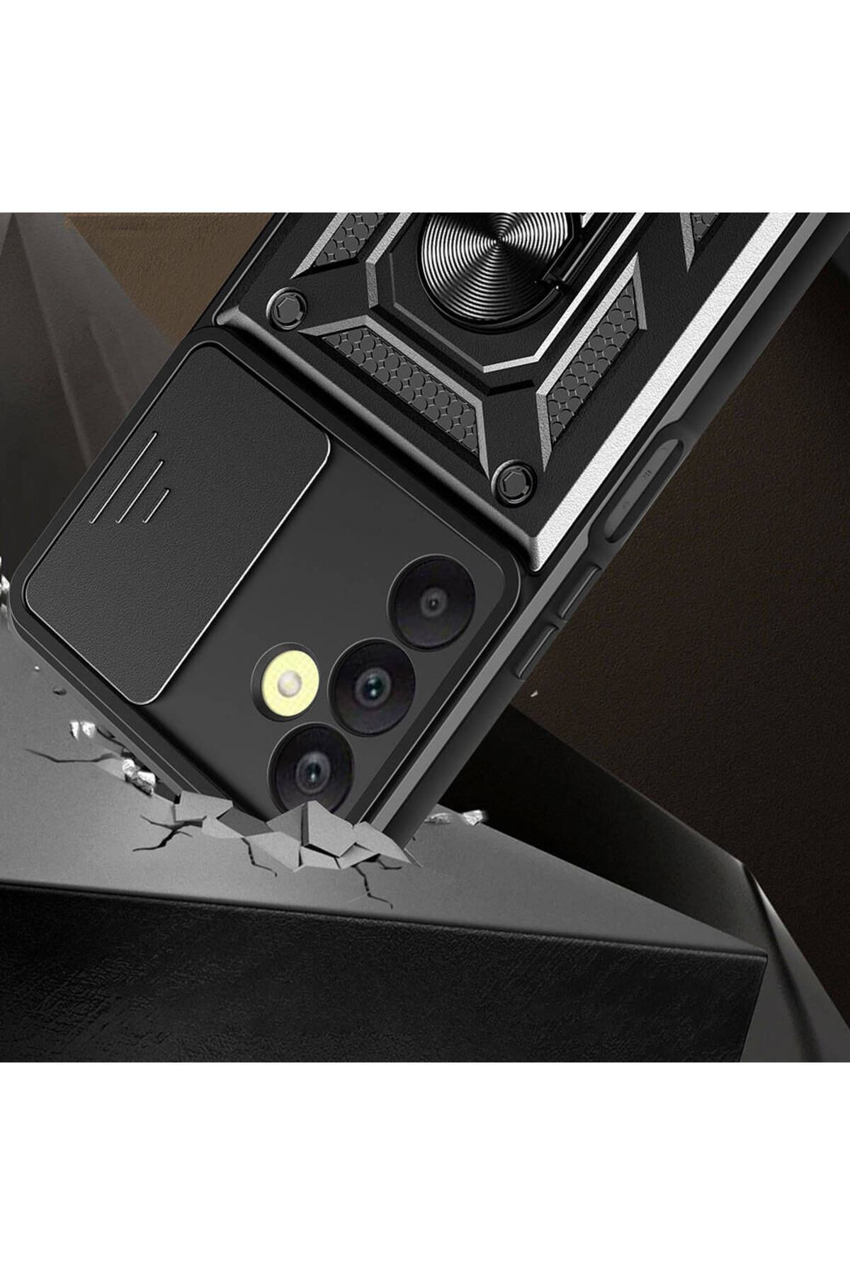 Galaxy A25 Uyumlu Kılıf Magnetik Standlı Kamera Korumalı Tknc Sürgülü Vega Kapak - Mavi