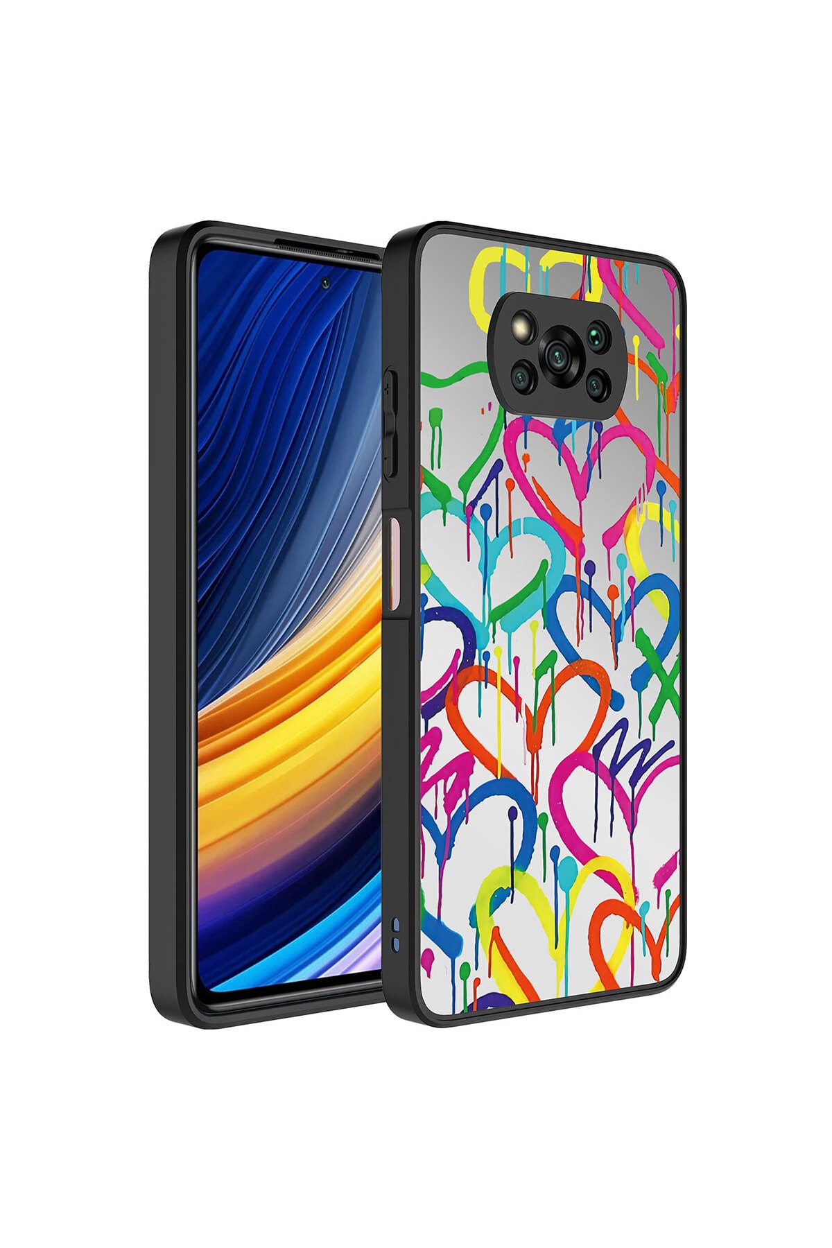Poco X3 uyumlu  Kılıf Aynalı Desenli Kamera Korumalı Parlak SVL Mirror Kapak - Yazı