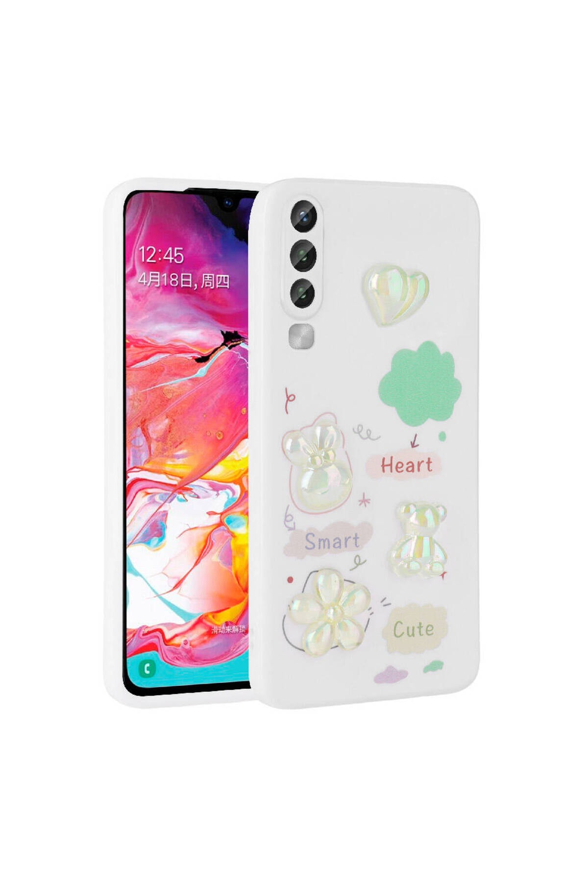 Galaxy A50 Kılıf Kabartma Figürlü Parlak TYGO Toys Silikon Kapak - Açık Yeşil