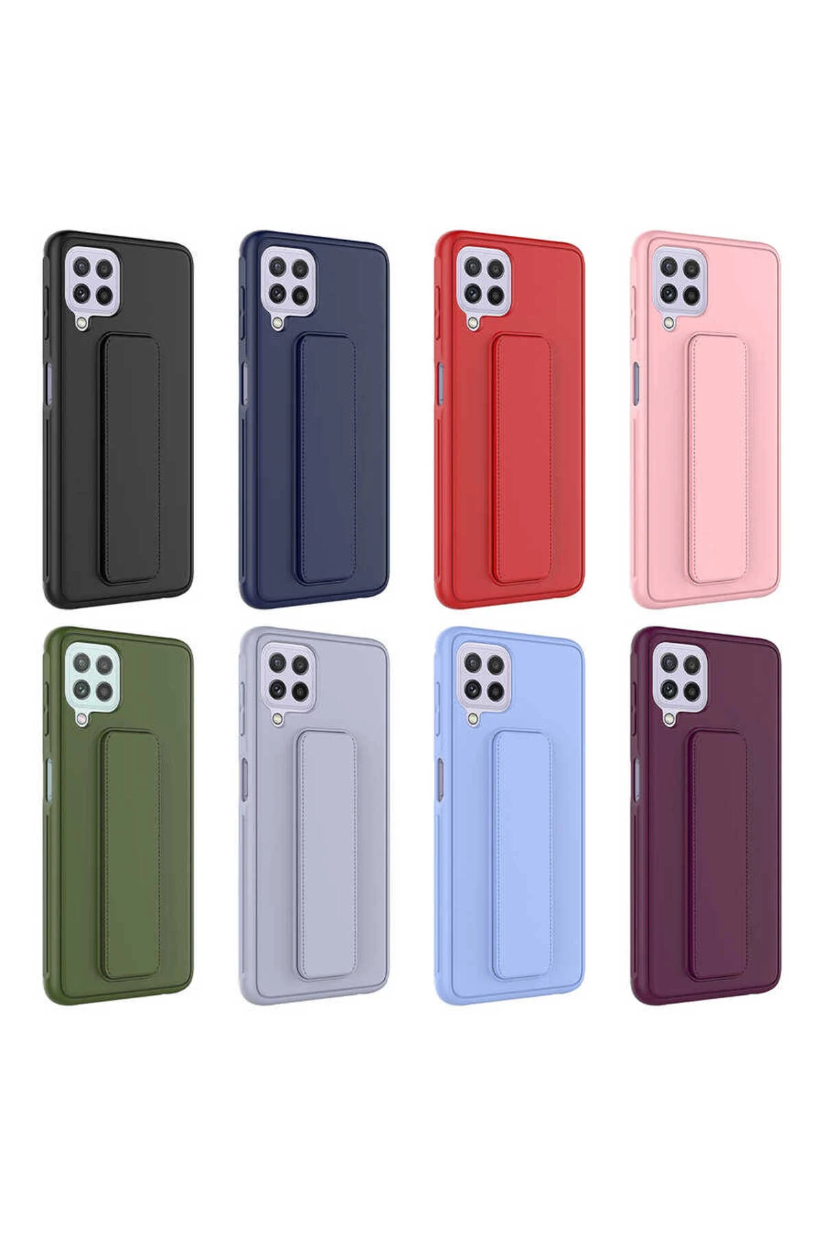 Galaxy A22 4G Kılıf TKNC Qstand Kapak - Mürdüm