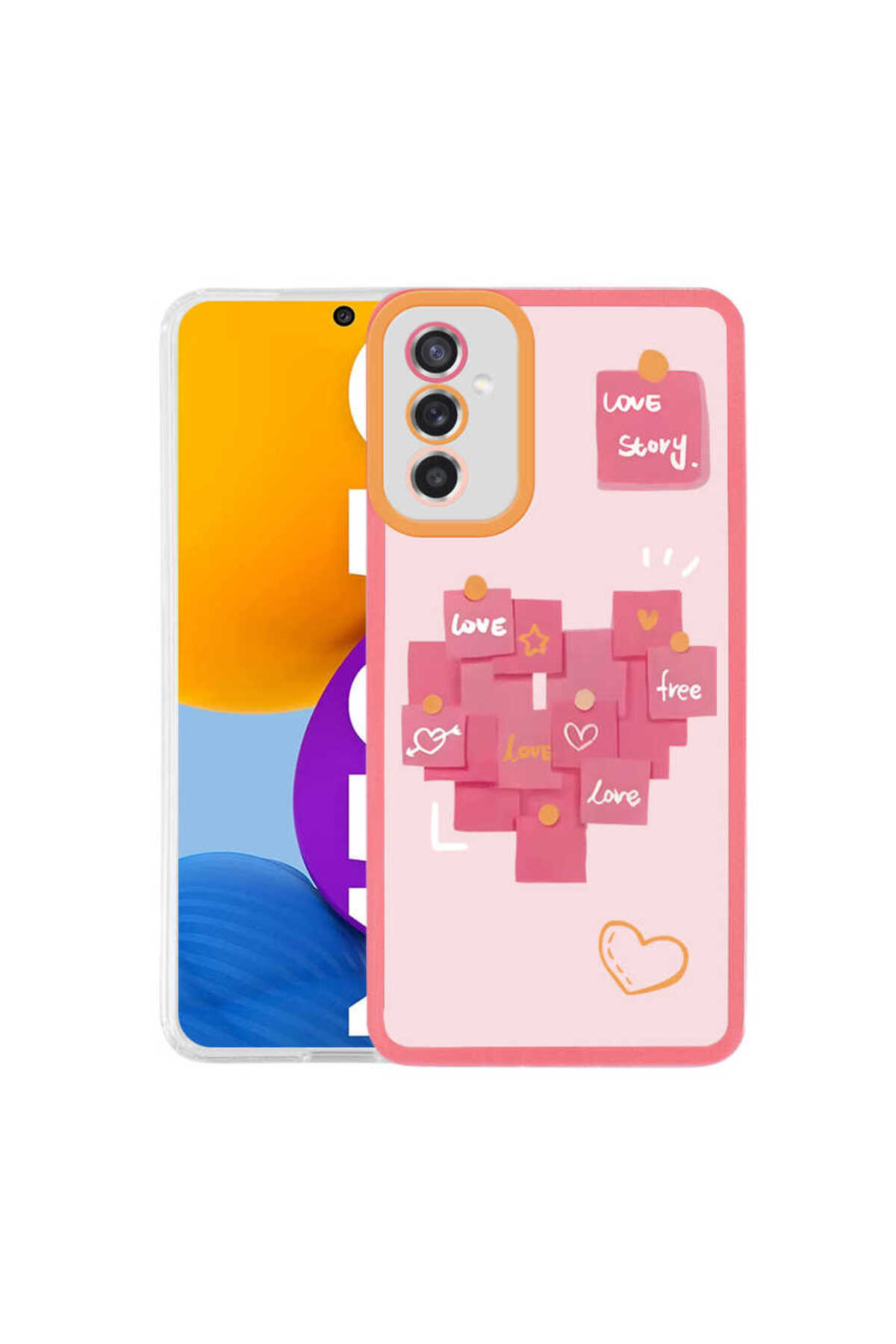 Galaxy M52 Uyumlu Adamax M - Fit Desenli Kapak - Heart No6 Adamax