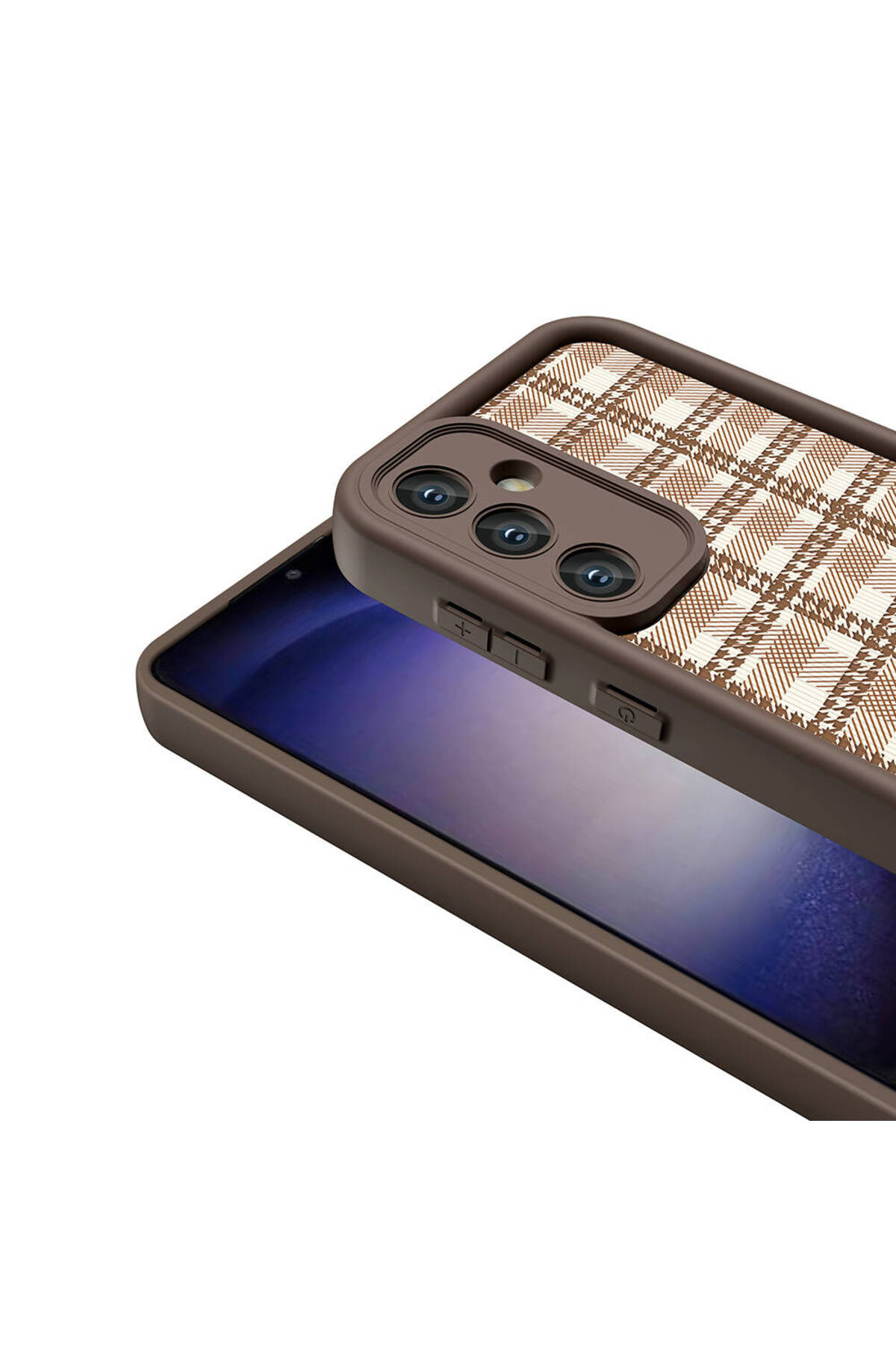 Galaxy S24 Kılıf Kamera Korumalı Baskılı Arka Yüzey TKNC Klas Kapak - Koyu Kahve