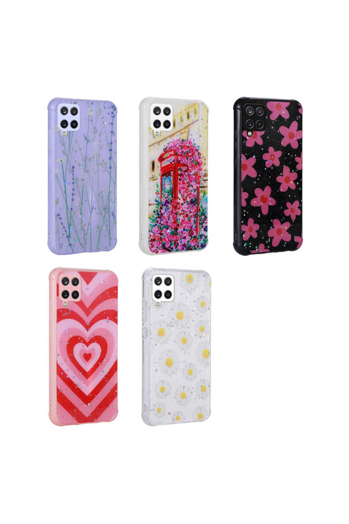 Galaxy M33 Kılıf Simli Desenli Kamera Korumalı Parlak MNC Popy Kapak - Papatya