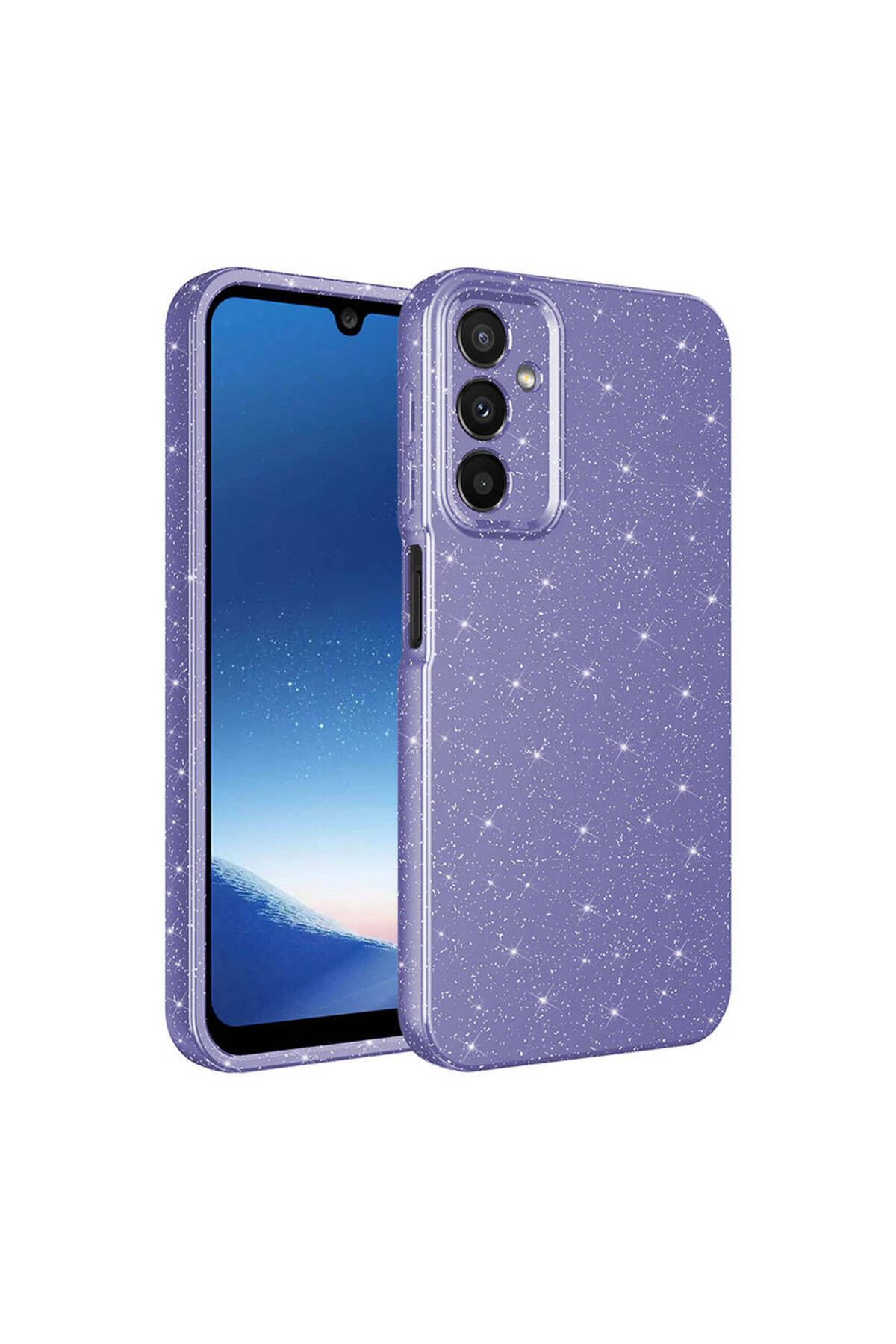 Galaxy A25 Uyumlu  Kılıf Kamera Korumalı Simli Lüks  Koton Kapak - Turuncu