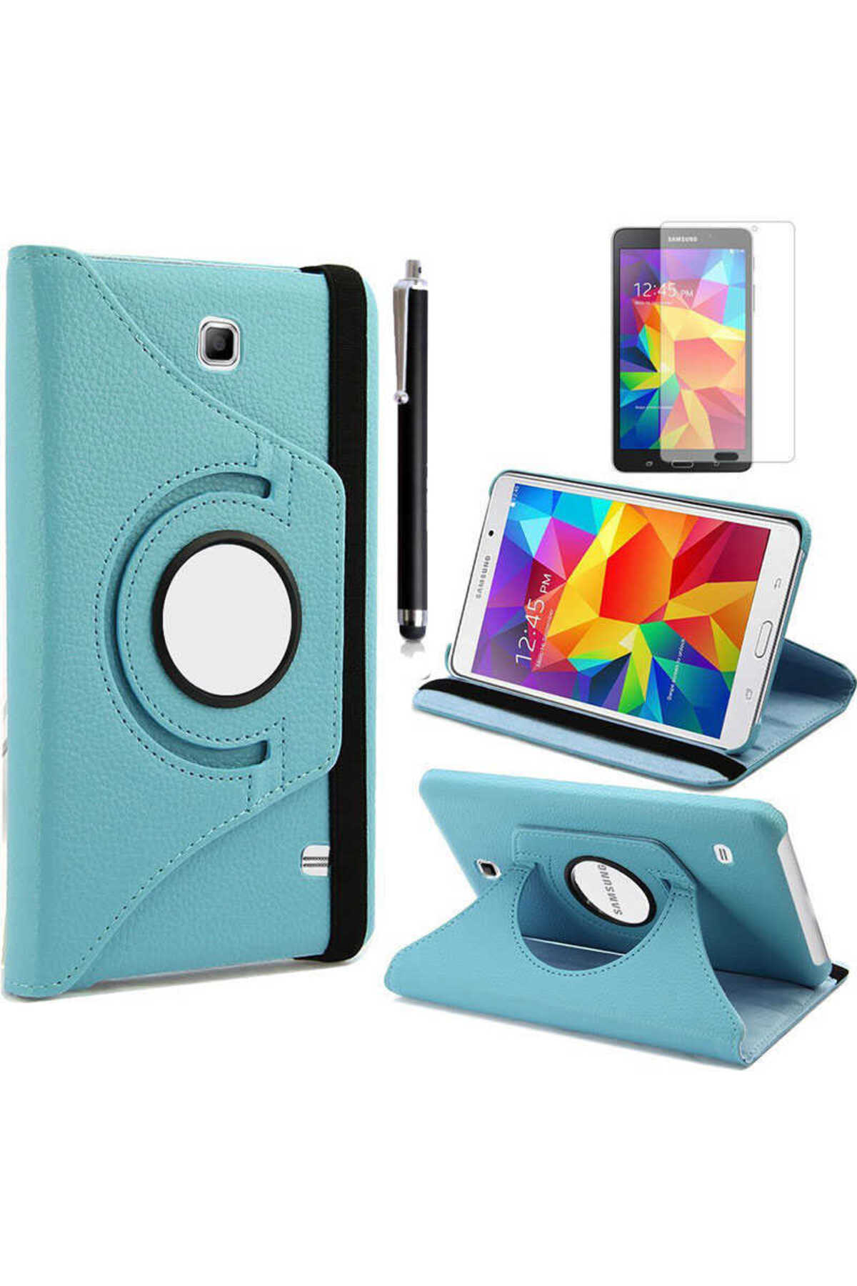 Galaxy Tab 4 7.0 T230 Uyumlu LCKC Dönebilen Standlı Kılıf-Mavi